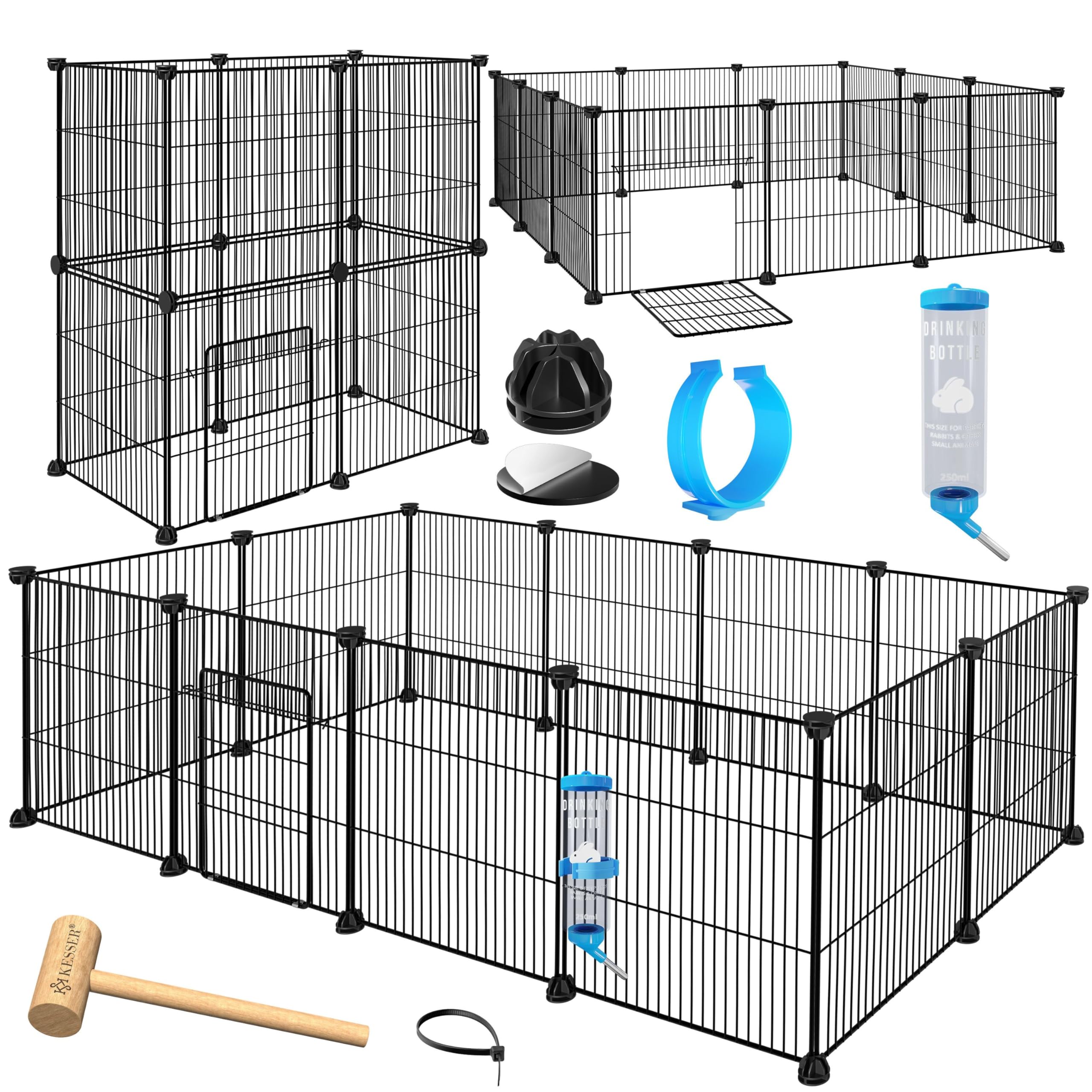 KESSER® - Enclos en Treillis pour Lapins - en Maille métallique - XXL - avec Porte - pour Petits Animaux, Cochon d'Inde, Lapins - Parcours Libre - Clapier pour intérieur et extérieur
