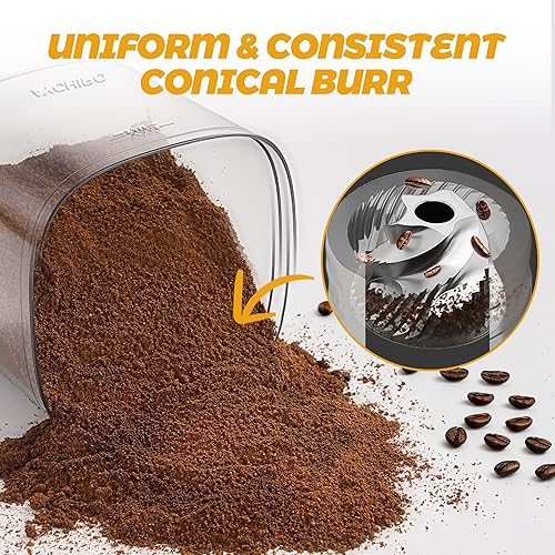 Miniatura 3 de Molinillo de café eléctrico, molinillo de granos de café para uso doméstico con 30 ajustes de molienda, capacidad de 12 tazas para expreso, goteo