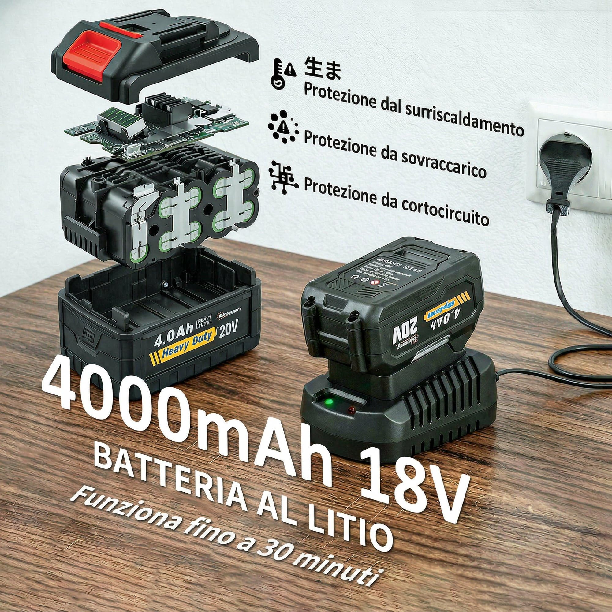 Outsunny Soffiatore a Batteria 18V, Soffiatore Foglie con Batteria 4Ah, Motore Brushless 250W, 6 Livelli Velocità 149 km/h, Turbo Boost, Caricabatterie, Leggero, per Giardino Foglie Neve Polvere