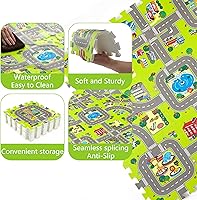 Vista 3 de Alfombrillas de Juego para Bebé para el Suelo, Alfombra de Juego de Espuma, Azulejos de Espuma Entrelazados Alfombra de Rompecabezas de Pista