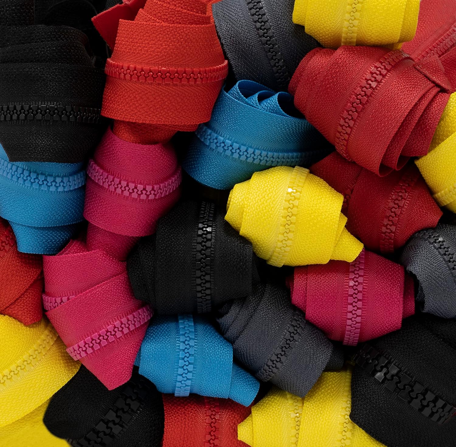 AERZETIX - C63872 – Set of 2 No.3 Injected Zippers 50 cm Separable – Decorative Pull – Metal Slider – Red – Mesh Zip Clothing Sewing Haberdashery Jacket