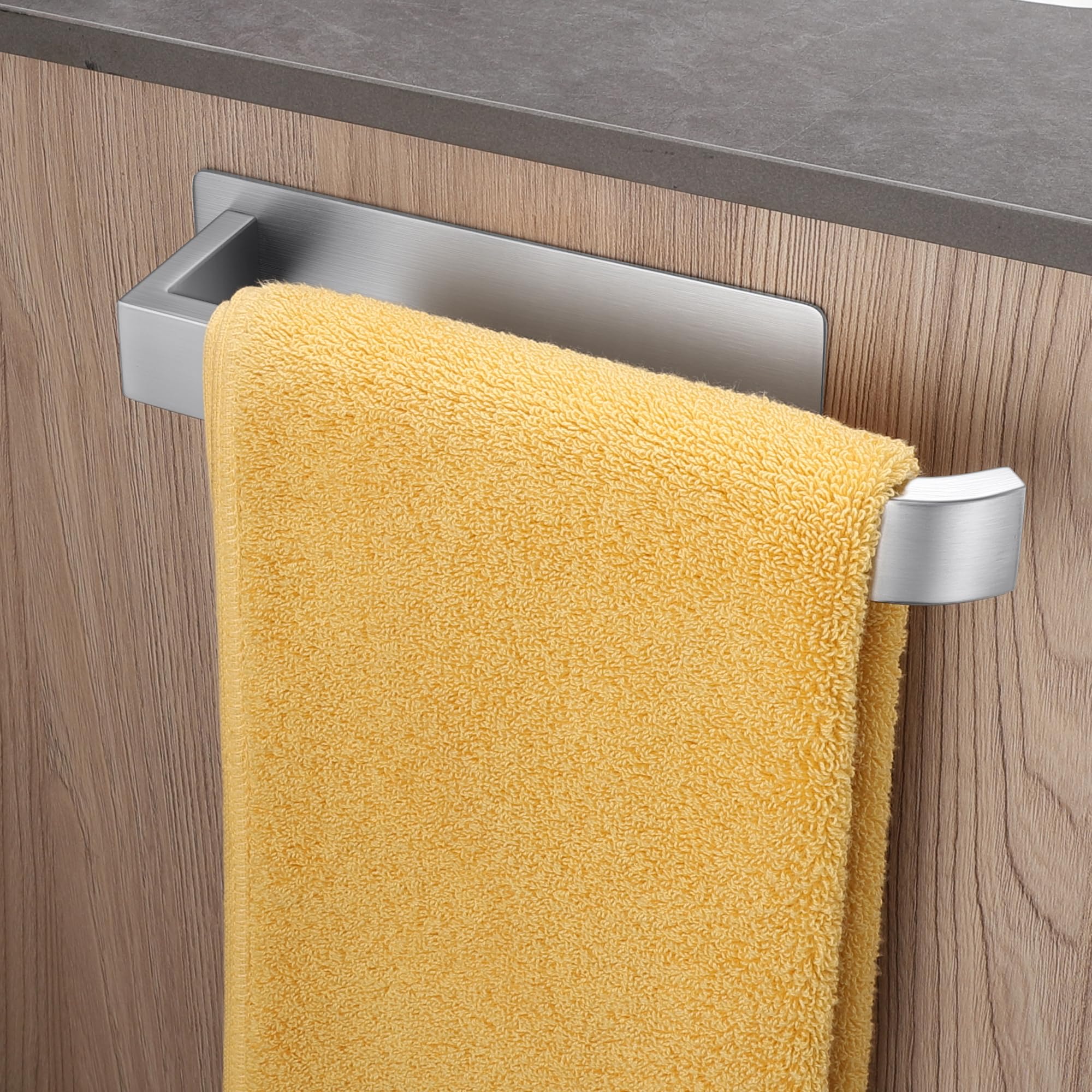 ALOCEO Handtuchhalter ohne Bohren Selbstklebende Handtuchhalter Küche Badezimmer Gebürstet Edelstahl Silber 24cm