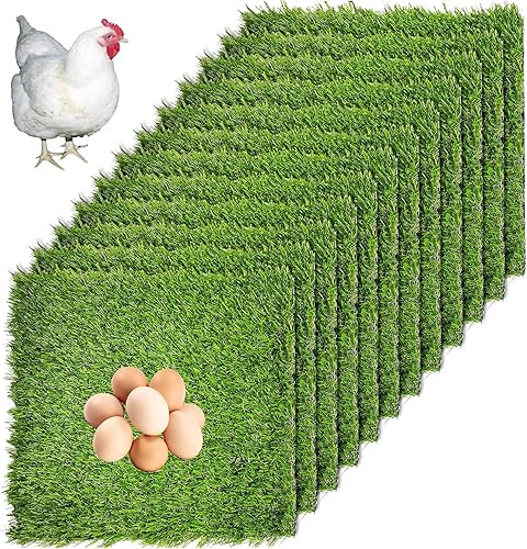Miniatura 8 de Hamiledyi Caja nido de pollo, 8 piezas, alfombra de césped artificial, alfombra de césped sintético, caja de nido para gallinero, mascotas, jardín,