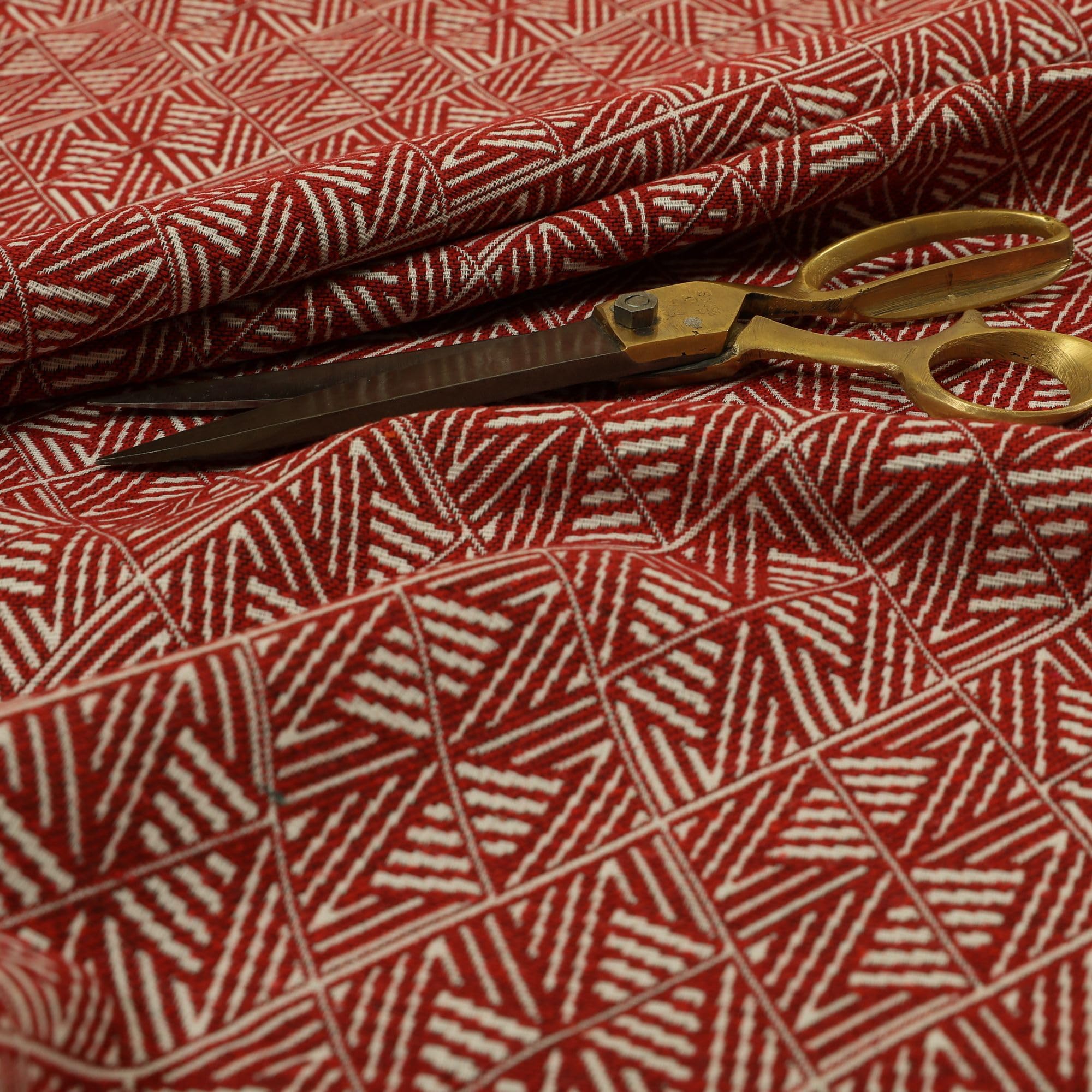Semi Plain Textured Upholstery Fabric, Red — image 1