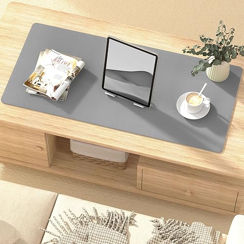 Miniatura 3 de Alfombrilla protectora de escritorio para mouse, alfombrilla grande de piel sintética para escritorio de oficina, antideslizante para teclado y