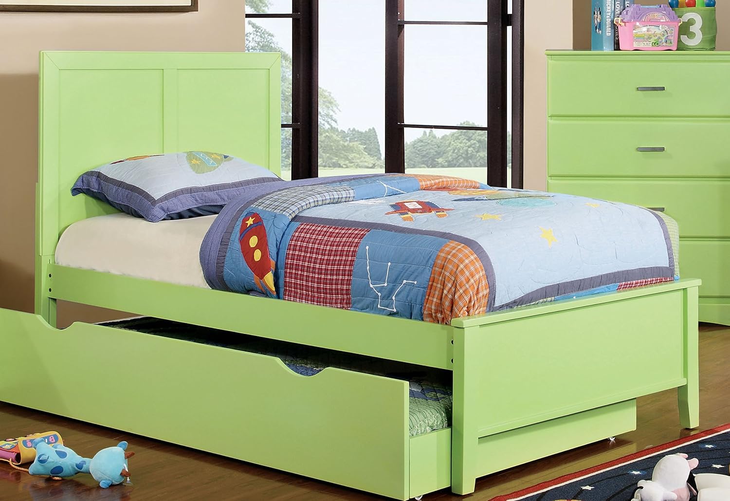 Furniture of America Kolora Youth Bed, Green, Twin Home