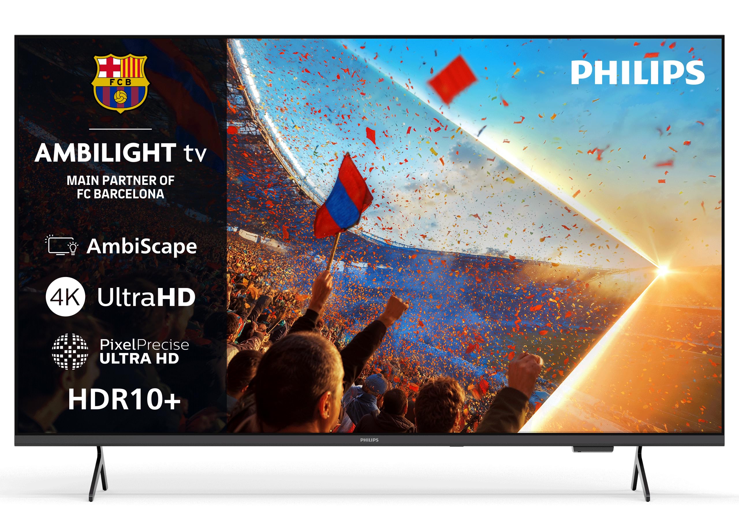 PHILIPS Ambilight TV 43PUS8001/12 43 Zoll 4K QLED Smart-TV | Pixel Precise Ultra HD, Titan OS, Dolby Atmos Sound