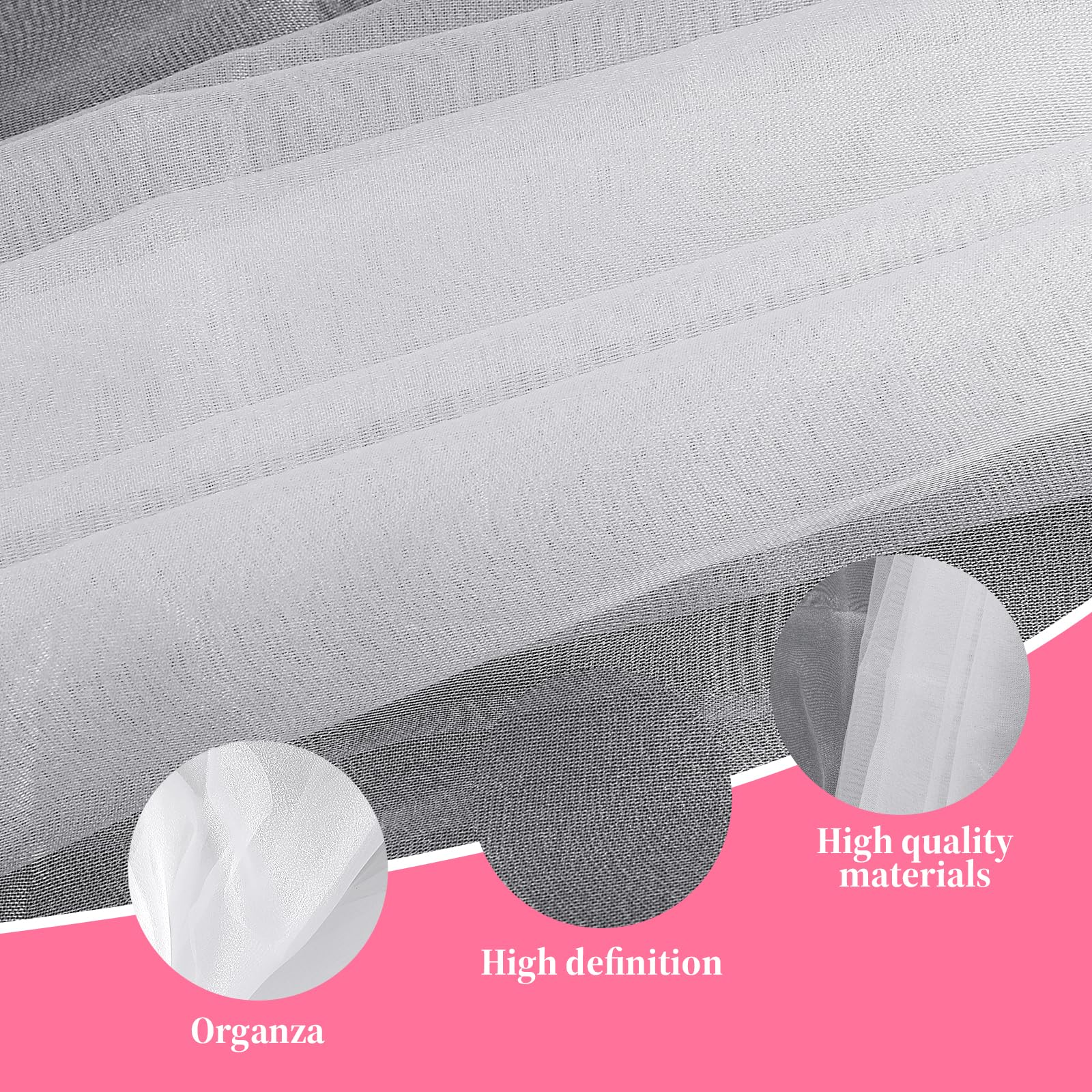 Hrlace Tessuto in tulle bianco, 10 m x 1,6 m di larghezza, nastro in tulle fai da te, in chiffon, in organza, trasparente, morbido poliestere, al metro, regalo, in tulle, decorazione per