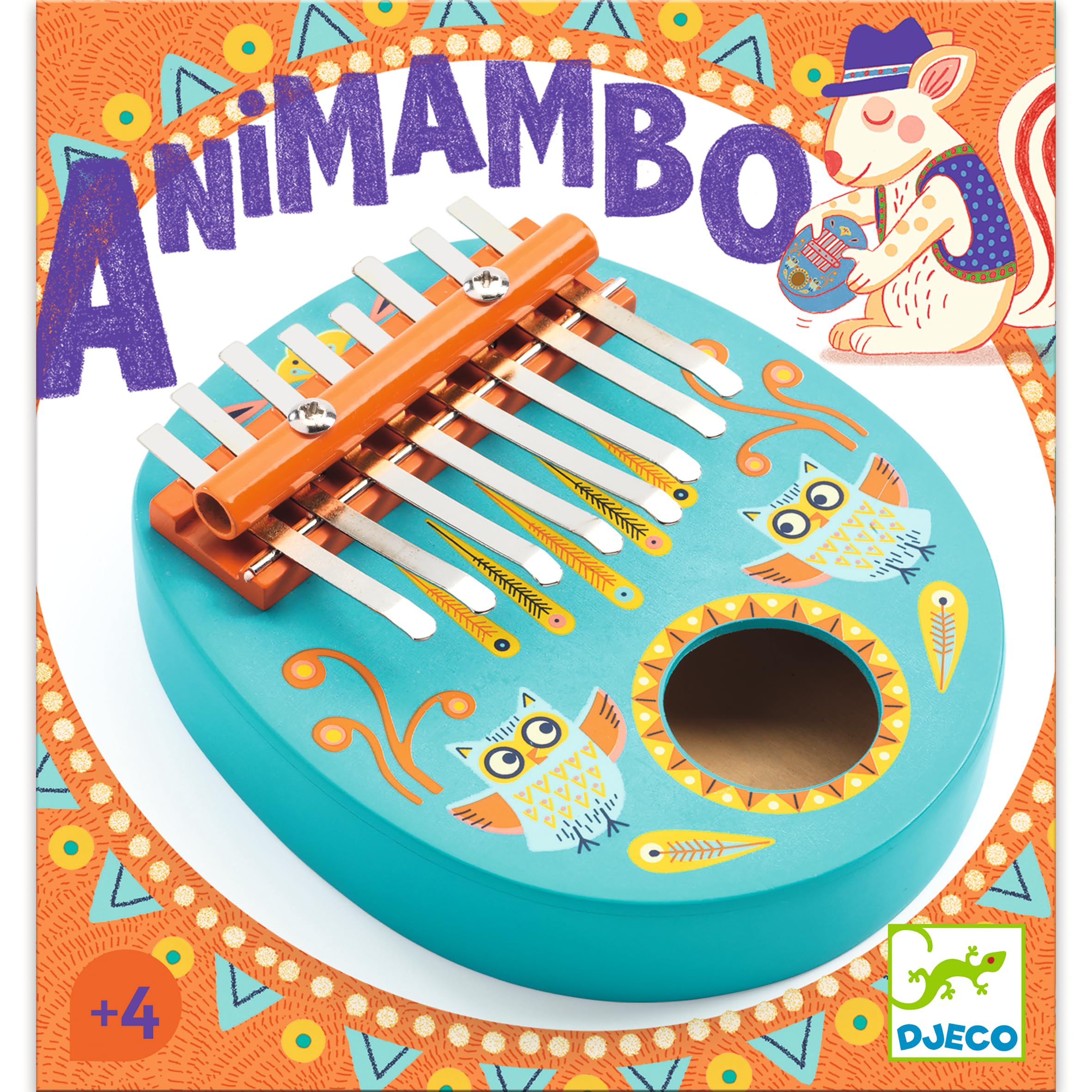 Djeco Animambo Kalimba – Sicheres Musikinstrument für Kinder, niedliches pädagogisches Kleinkind-Musikspielzeug für Motorik, Kreativität, Fantasie und Rythym – Spielzeug für Mädchen und Jungen ab 3