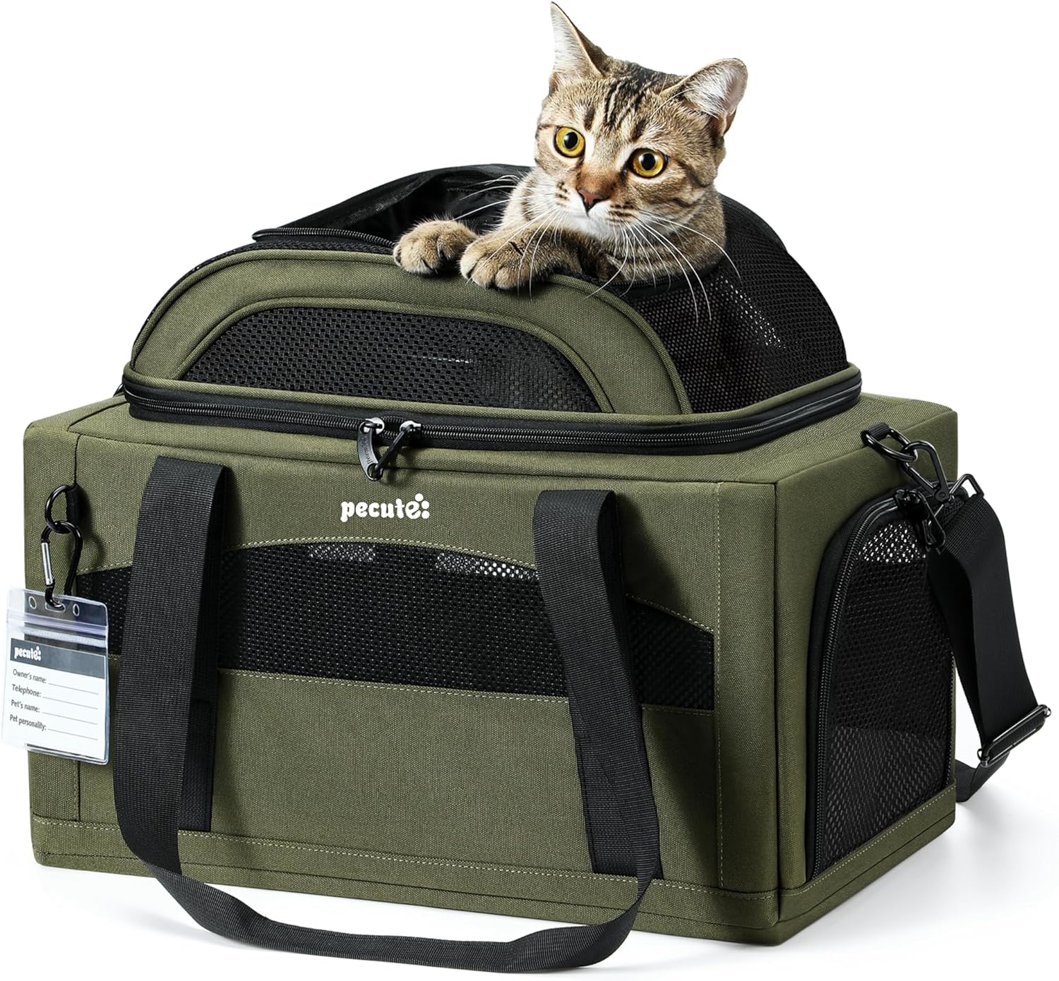 Expandable Airline-Approved Pet Carrier for Cats & Dogs – Leakproof, Soft-Sided, Dark Green Expandable Airline-Approved Pet Carrier for Cats & Dogs – Leakproof, Soft-Sided, Dark Green
