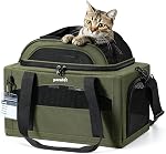 Pecute Top-Expandable Cat Carrier (42 * 28 * 23cm),Breathable Dog Carrier Soft-Sided Pet Carrier for Small Cats with Locking Safety Zippers and Waterprooff Pee Pad + Pet ID Tag,Black | Top side expandable, breathable scratch-resistant mesh, leakproof