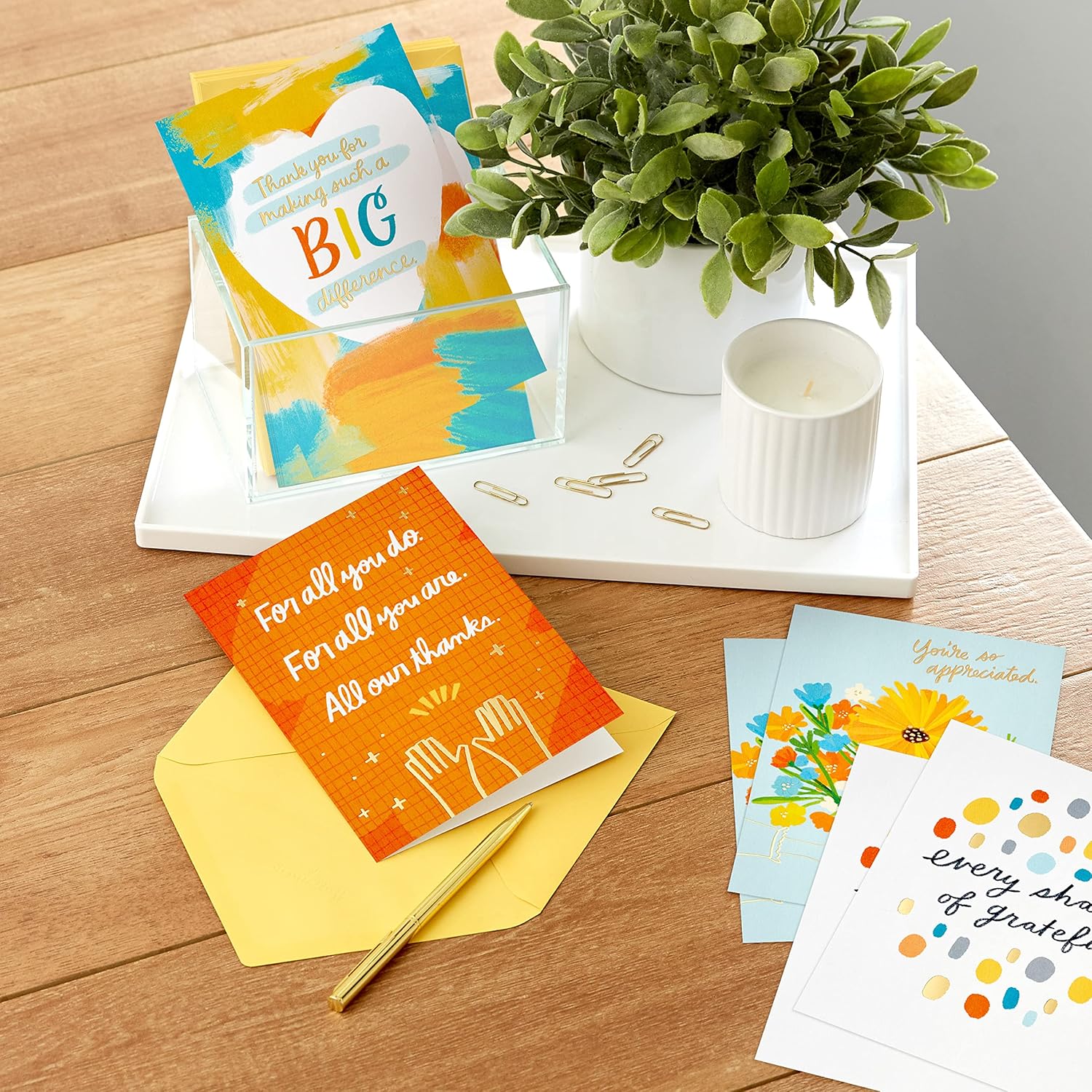 Hallmark Thank You Cards Assortment, Every Shade of Grateful (16 Thank You Notes with Envelopes) for Teacher Appreciation, Caregivers, Graduation - Image 2