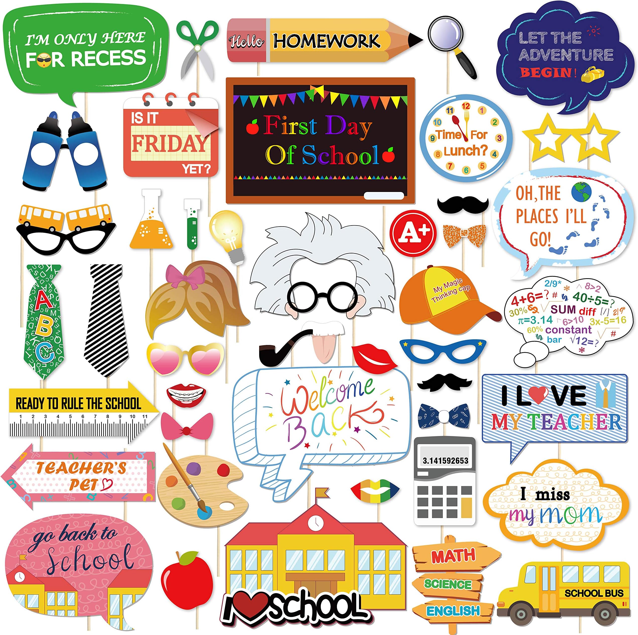 Amazon.com: Generic 25Pcs Back to school season Photo Booth Props with ...