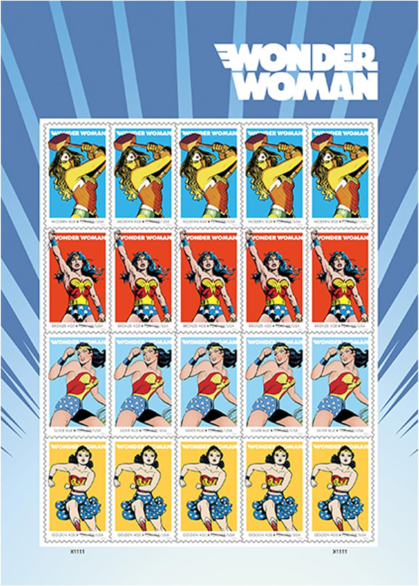 KITMOUS 20 Wonder Woman 75th Anniversary USPS Forever First Class Postage Stamps 1 Sheet of 20