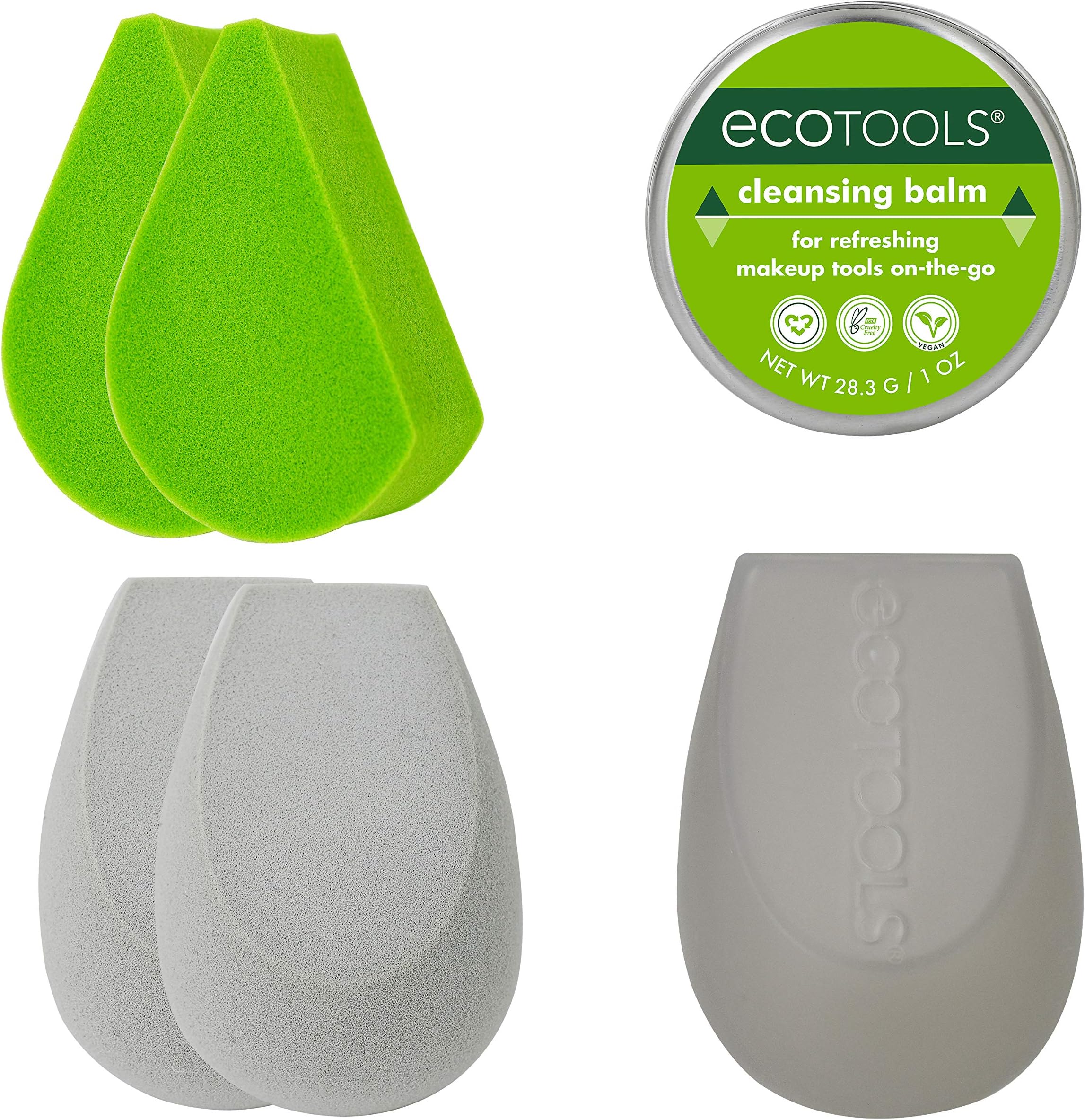 Ecotools Beauty Makeup Sponge Set, 4 Blenders, With Sponge