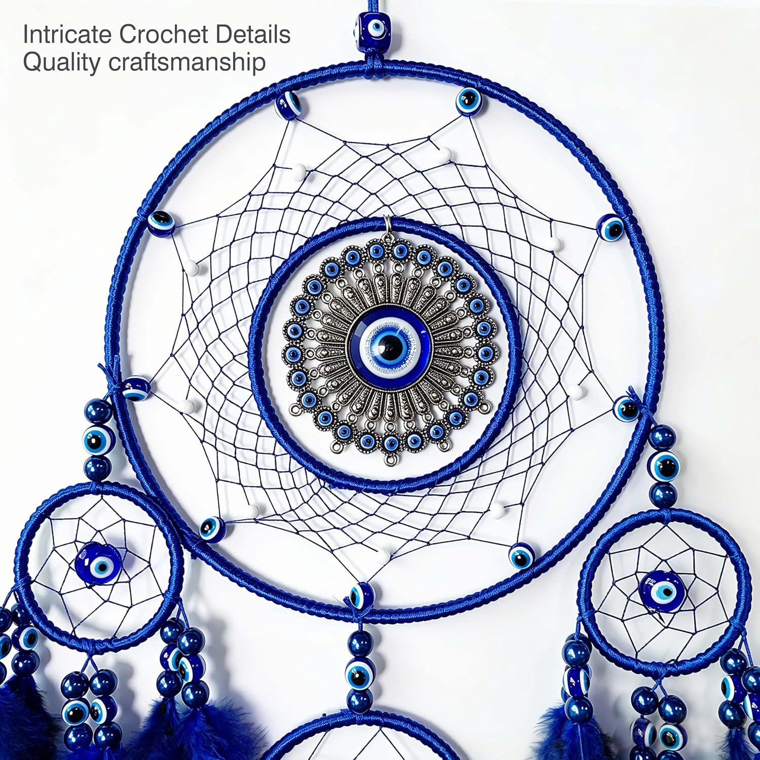 Evil Eye Dream Catchers-Large,Adults,Blue Dream Catcher Wall Hanging Decor