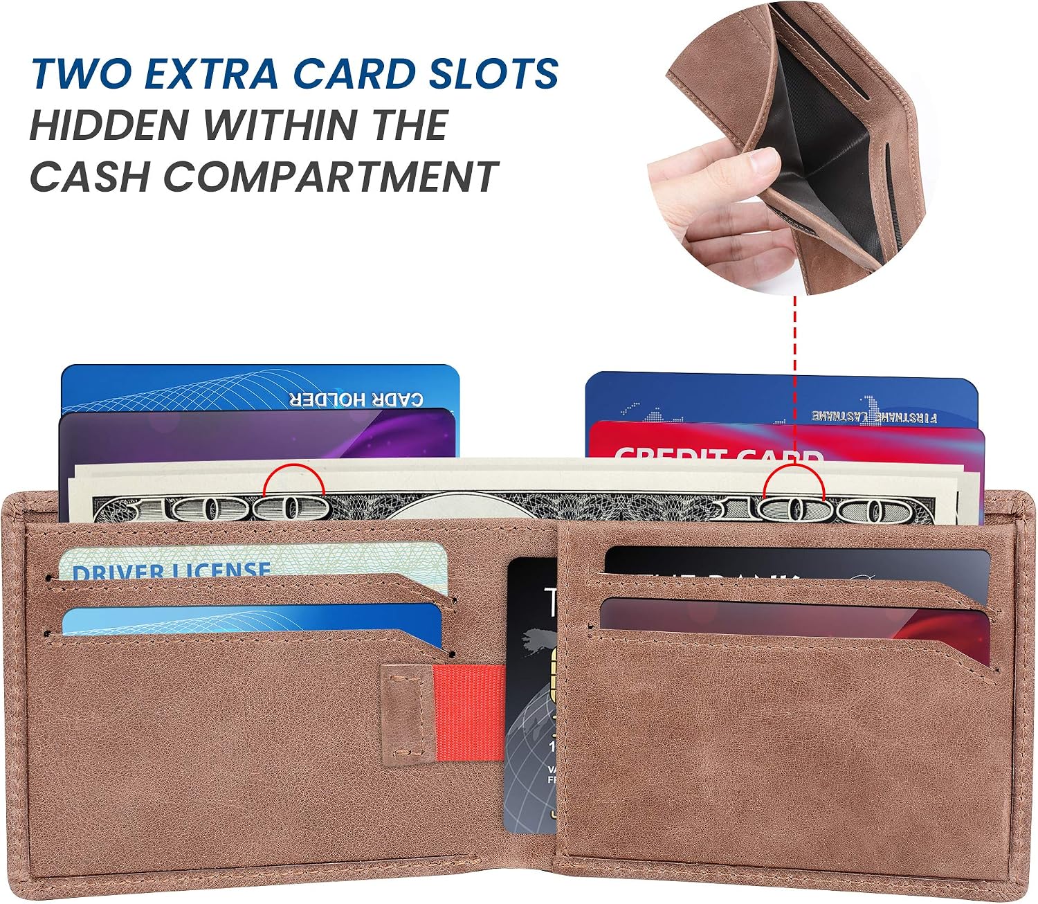 Fadiant I Slim Wallet for Men -Thin Bifold Genuine Leather RFID Blocking Minimalist Stylish Front Pocket Mens Wallets (Coffee-Pull Tab)