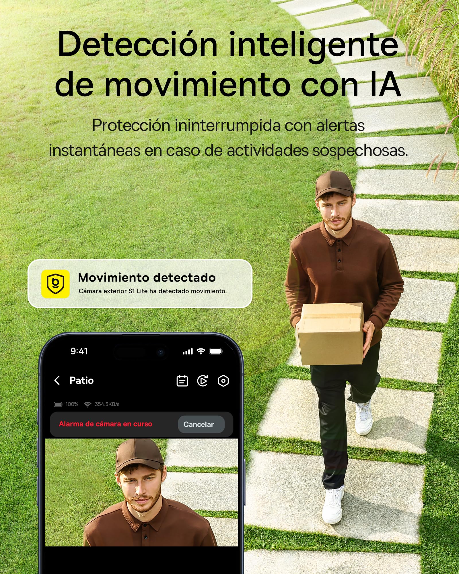Baseus Security S1 Lite [2-CAM] Camara Vigilancia WiFi Exterior Solar IP67, Camara IP Seguridad Bateria 2K 135°, Visión Nocturna a Color, Sin Cargos, Detección Humana, Compatible con Alexa y Google