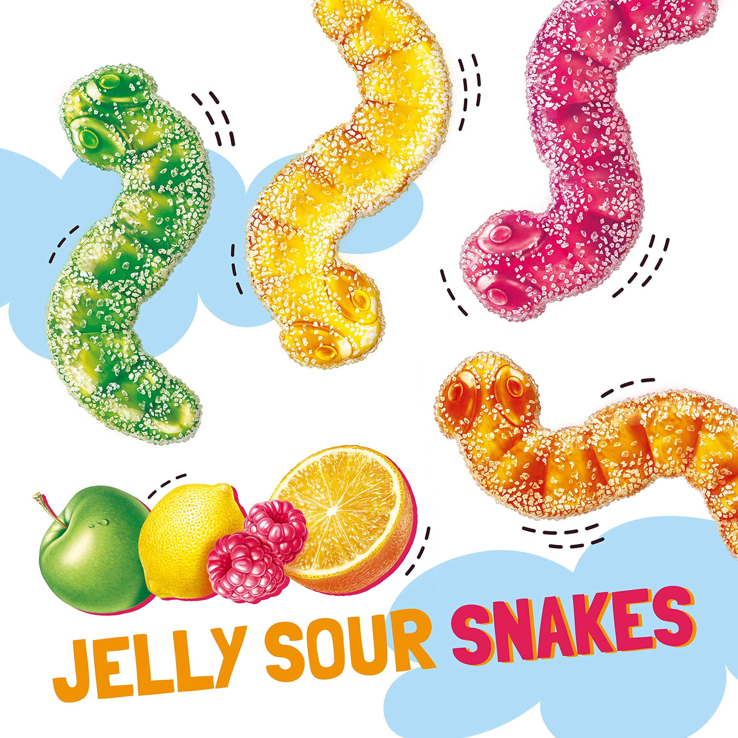 Fruittella sour snakes vegan tropical fruit, lemon, apple and