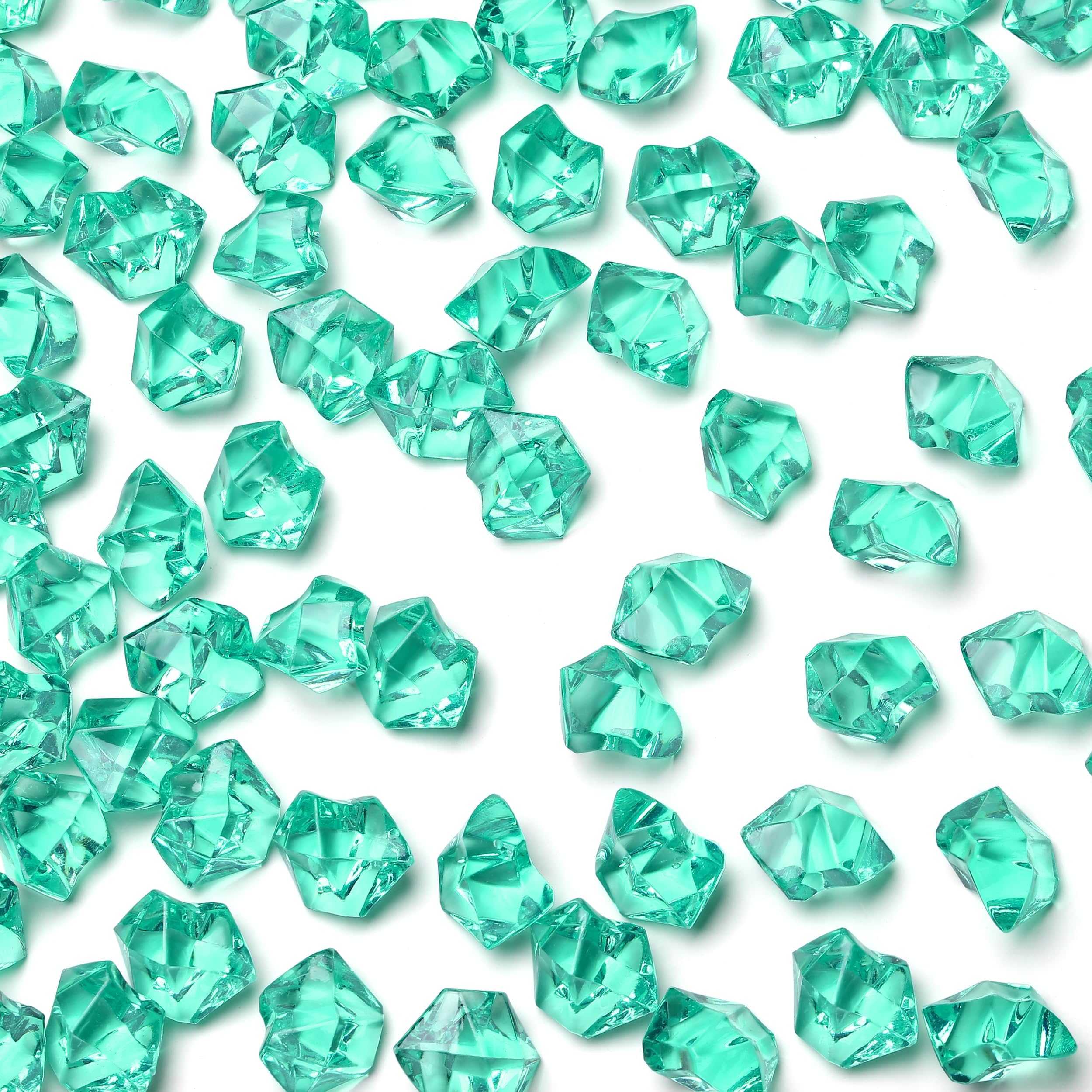 – 165 PCS Teal Fake Ice Cubes Teal Plastic Diamonds Acrylic Gems Vase Fillers Decorative Stones for Wedding Party Table Centerpieces Scatter Decor and DIY