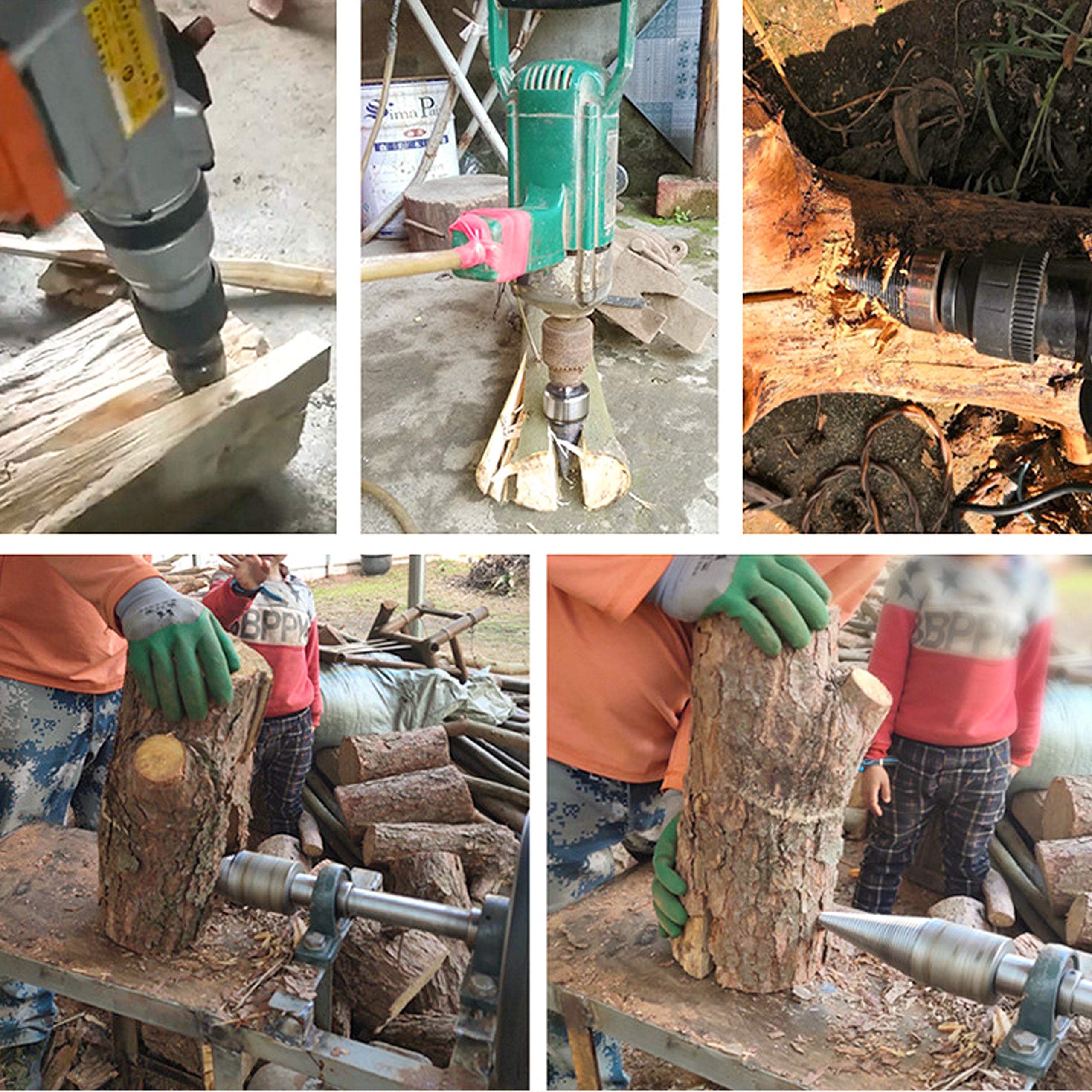 Legna da Ardere Spaccalegna Smontabile Coni Kindling Legno Spaccatura Tronchi Bit Log Splitter Vite Cono Accensione Legna Da Ardere Splitter per Uso Domestico Elettrico Trapano
