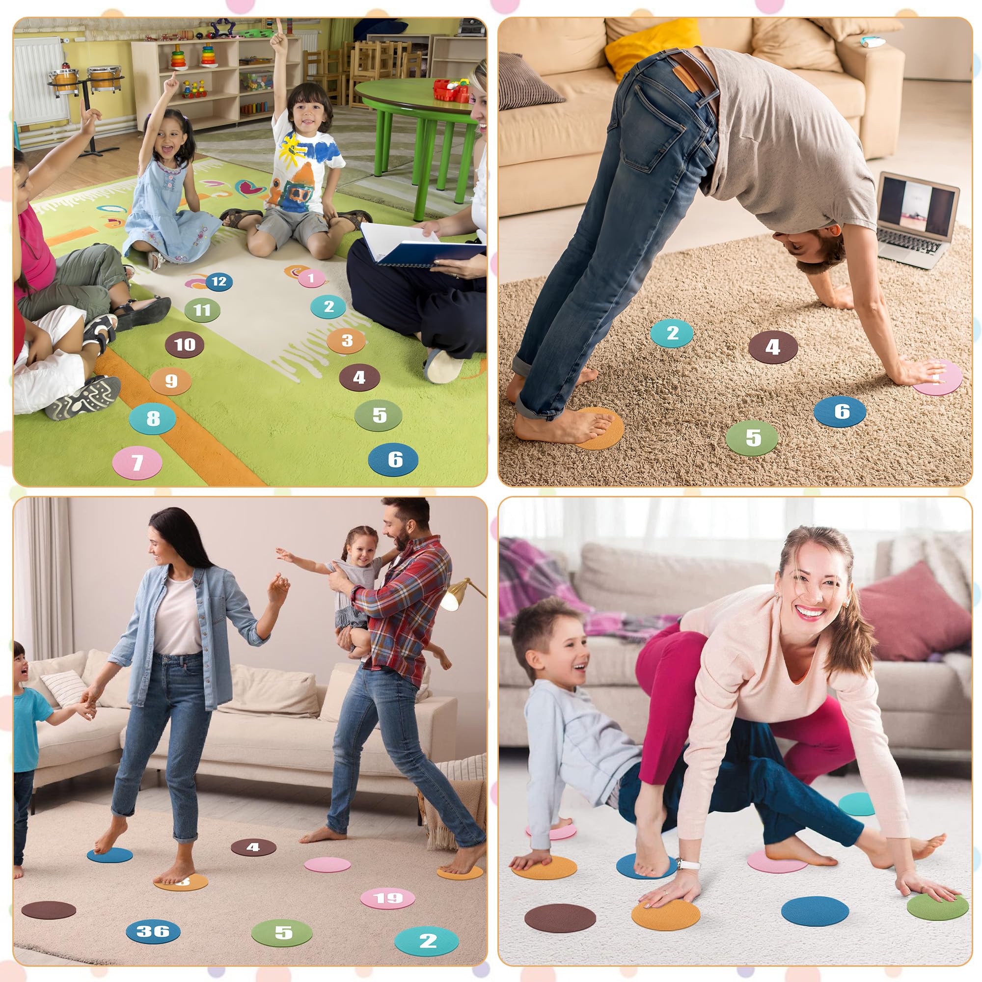 48 Pcs Boho Carpet Spot Markers with Numbers 1-36 Floor Dots for Classroom 4 Inch Sitting Spots Circle Markers Carpet Dots for Teacher Classroom Preschool Elementary Kindergarten Supplies - Image 7