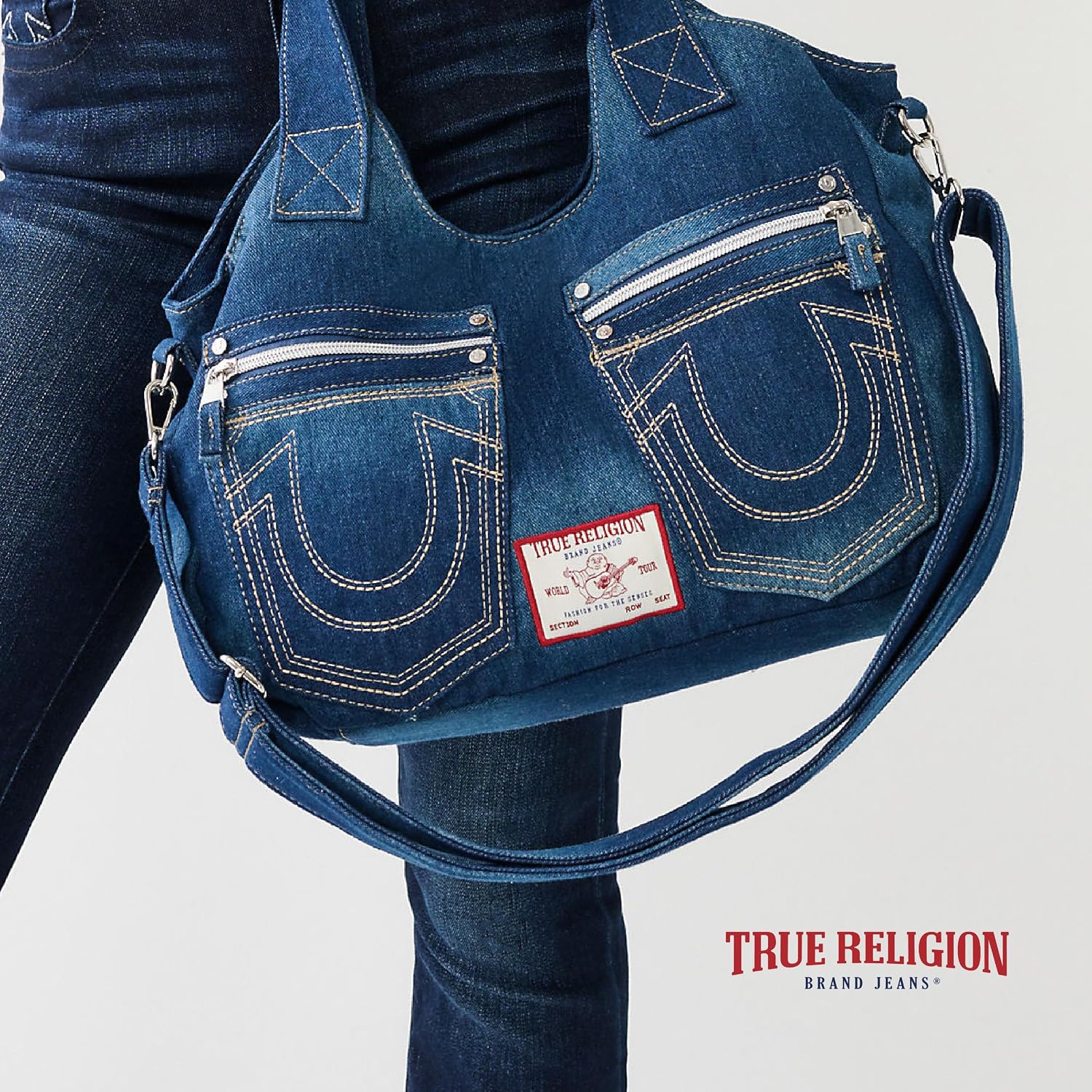 True Religion Women's True Religion Women's Satchel Bag, Crossbody Purse Handbag With Horseshoe Logo Stitching