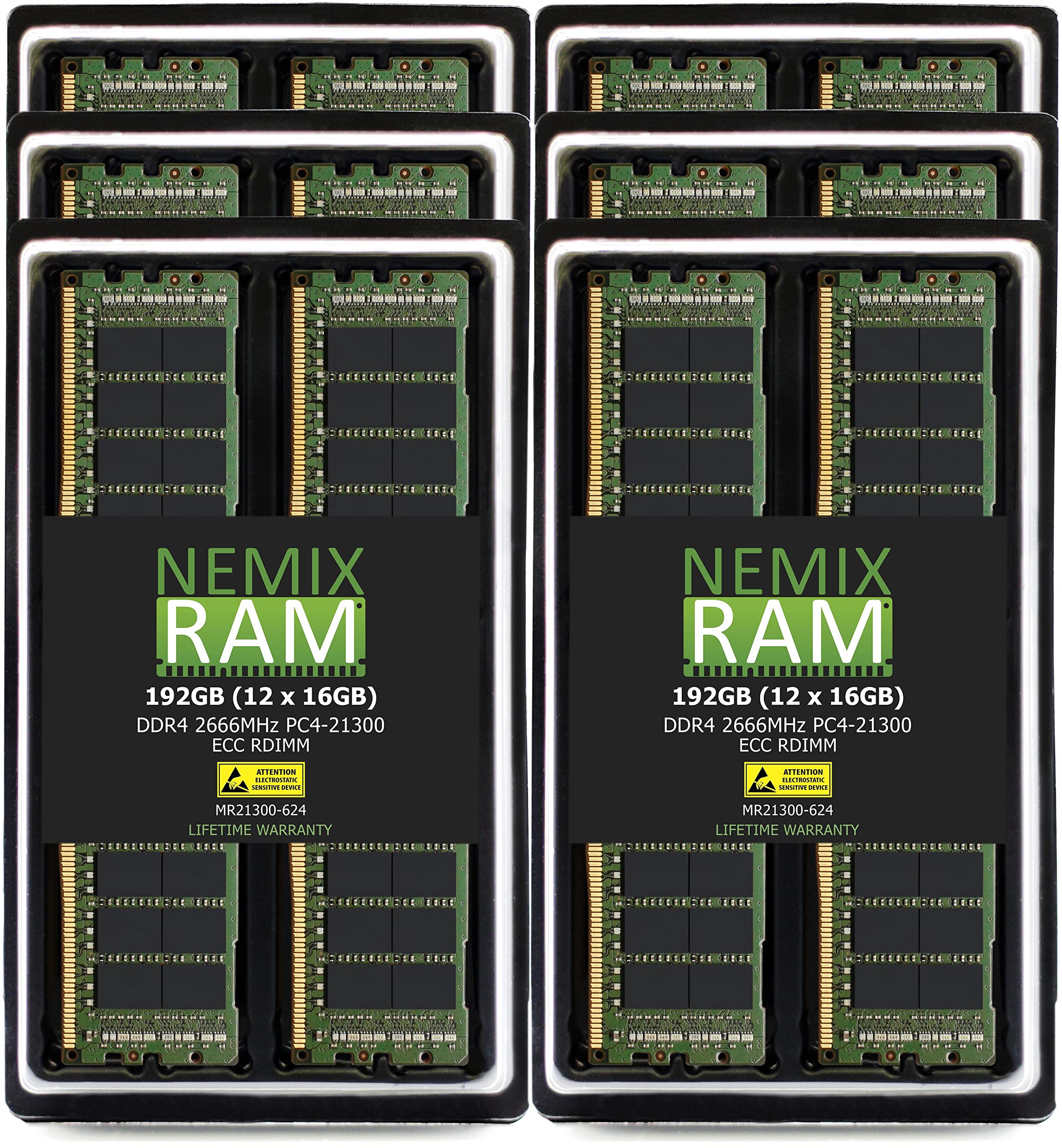 NEMIX RAM 192GB (12X16GB) DDR4 2666MHZ PC4-21300 2Rx4 1.2V CL1