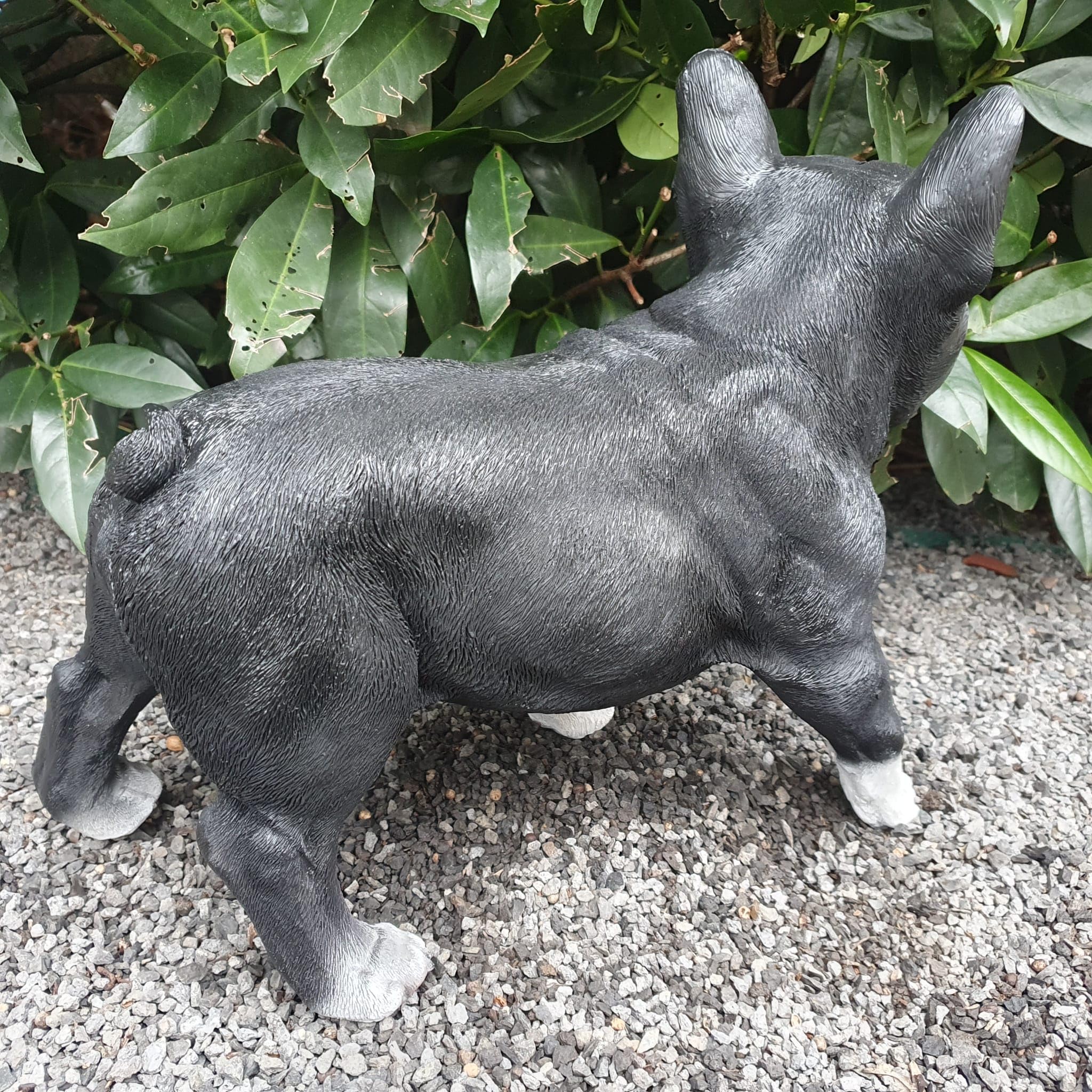 Figurka ogrodowa, buldog francuski, 29 cm, figurka ogrodowa, odporna na warunki atmosferyczne, dekoracja do salonu, figurka psa