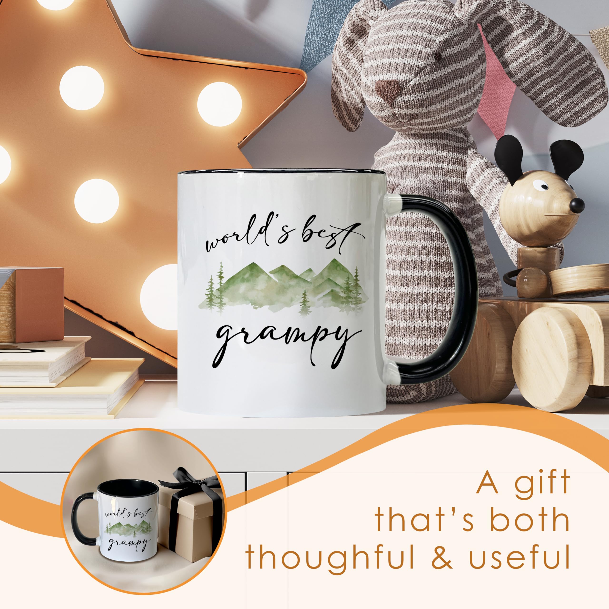 Grampy Gifts Coffee Mugs, Grandpa Gifts for Father's Day from Grandchildren, Grandpa Tea Cup Gifts for Birthday, World's Best Grampy Ceramic Coffee Tea Mug 11oz