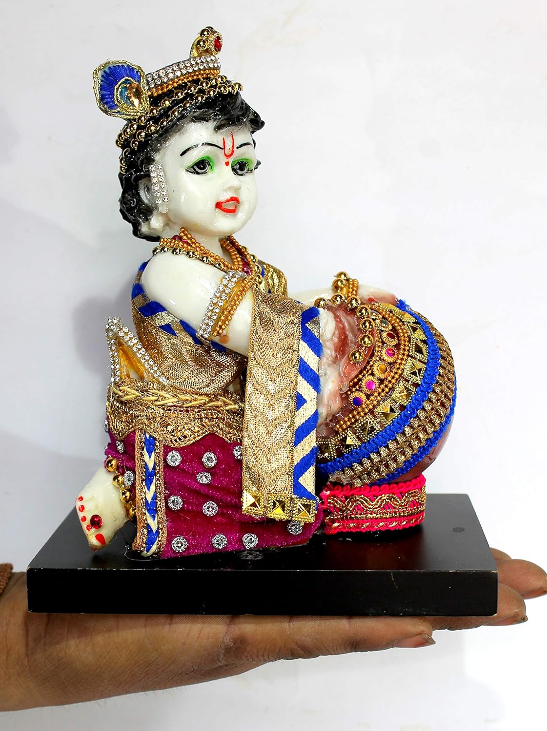 eSplanade - Hand-Carved Lord Krishna Kishan Makhan Chor Murti Idol Statue Sculpture - Resin - 7.5 - Multicolor