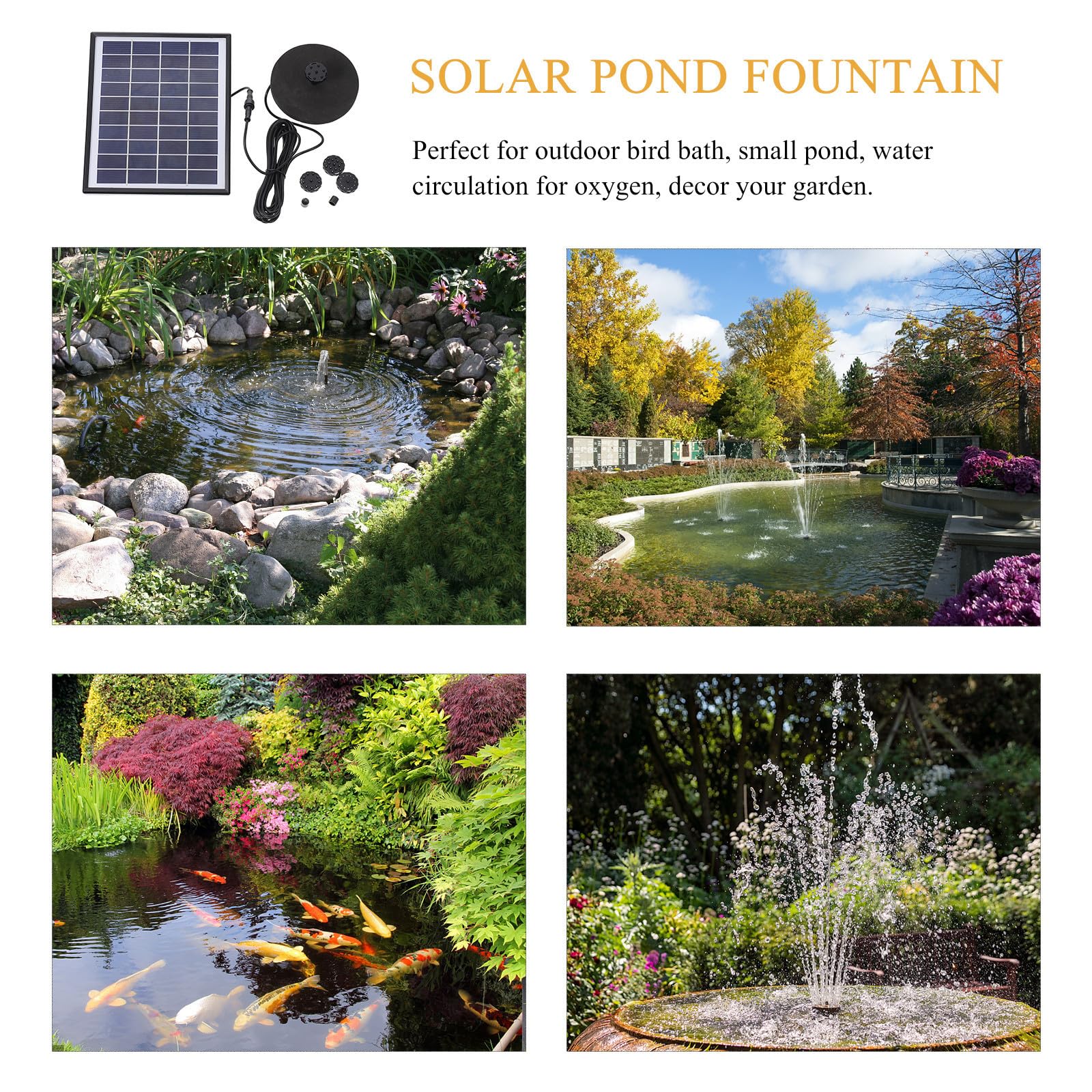 ABS Schwimmbrunnenpumpe W-380l/h Solarbetriebene für Gartenbrunnen