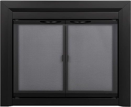 Pleasant Hearth Carlisle Fireplace Glass Door, Medium (CL-3001), Black Negro
