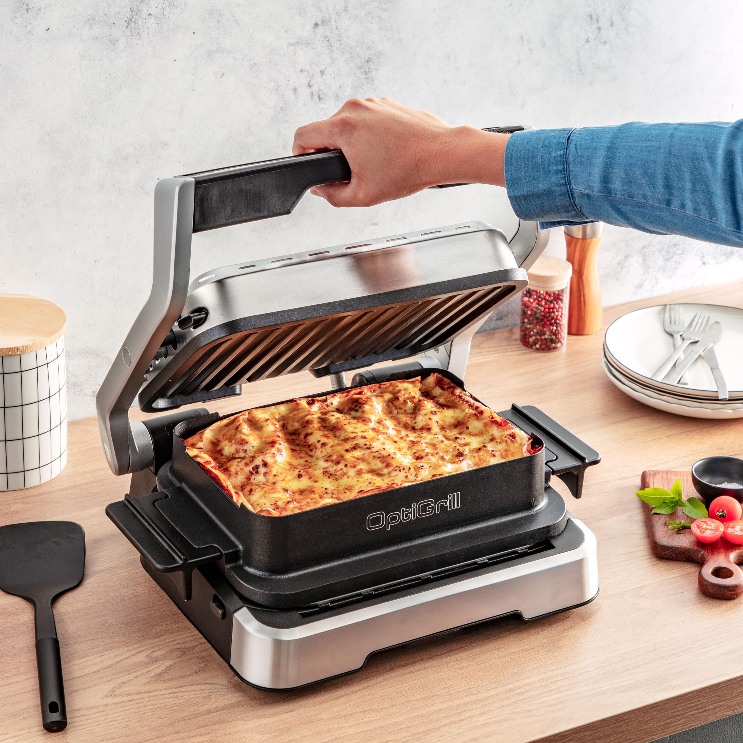 Tefal OptiGrill Zubehör Backschale, kompatibel mit OptiGrill 2-in-1, OptiGrill mit Backofen-Funktion erweitern, antihaftbeschichteter Aluminiumdruckguss, Schwarz, XA732810