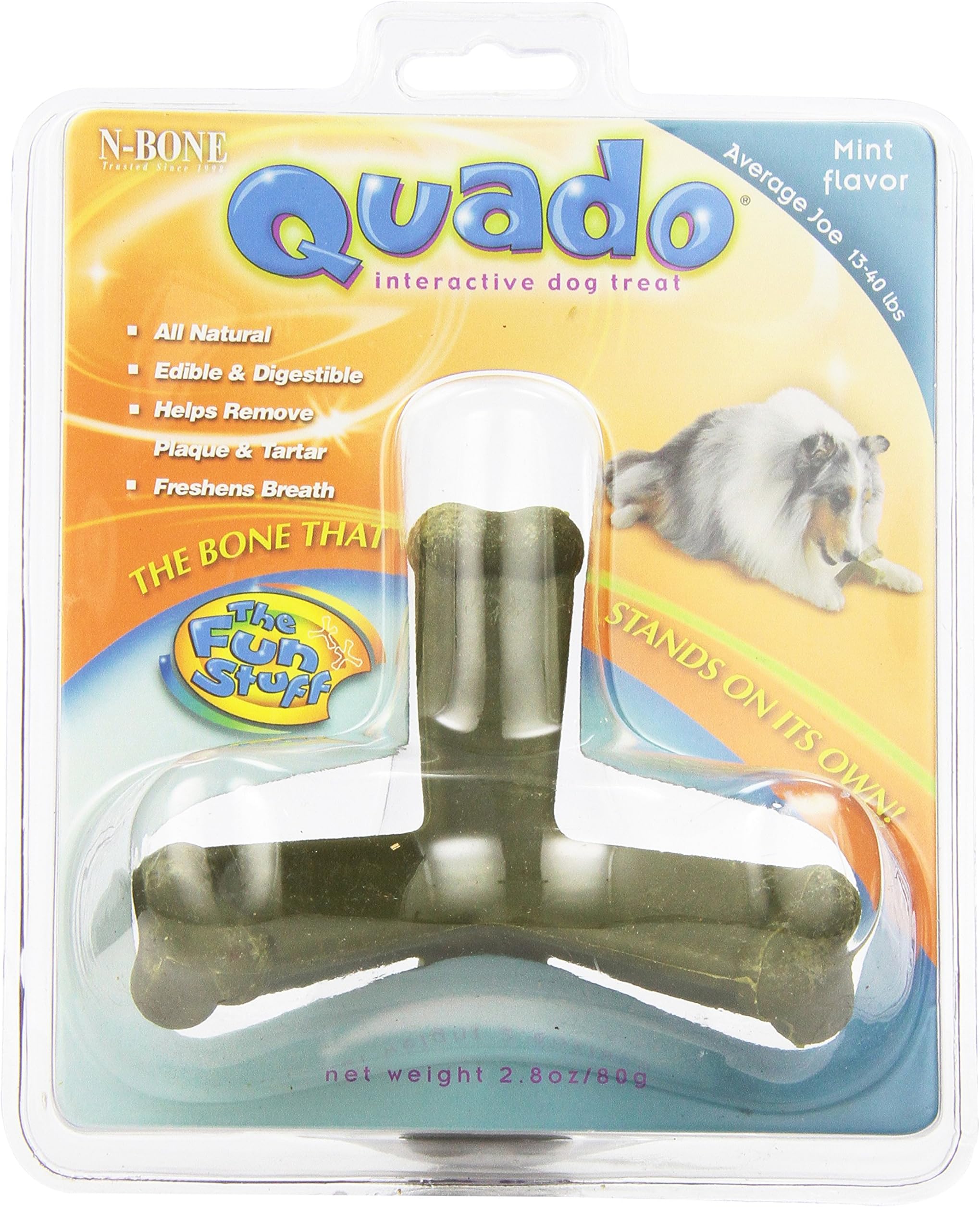 N-Bone Quado Interactive Dog Chew Treat Mint, Average Joe