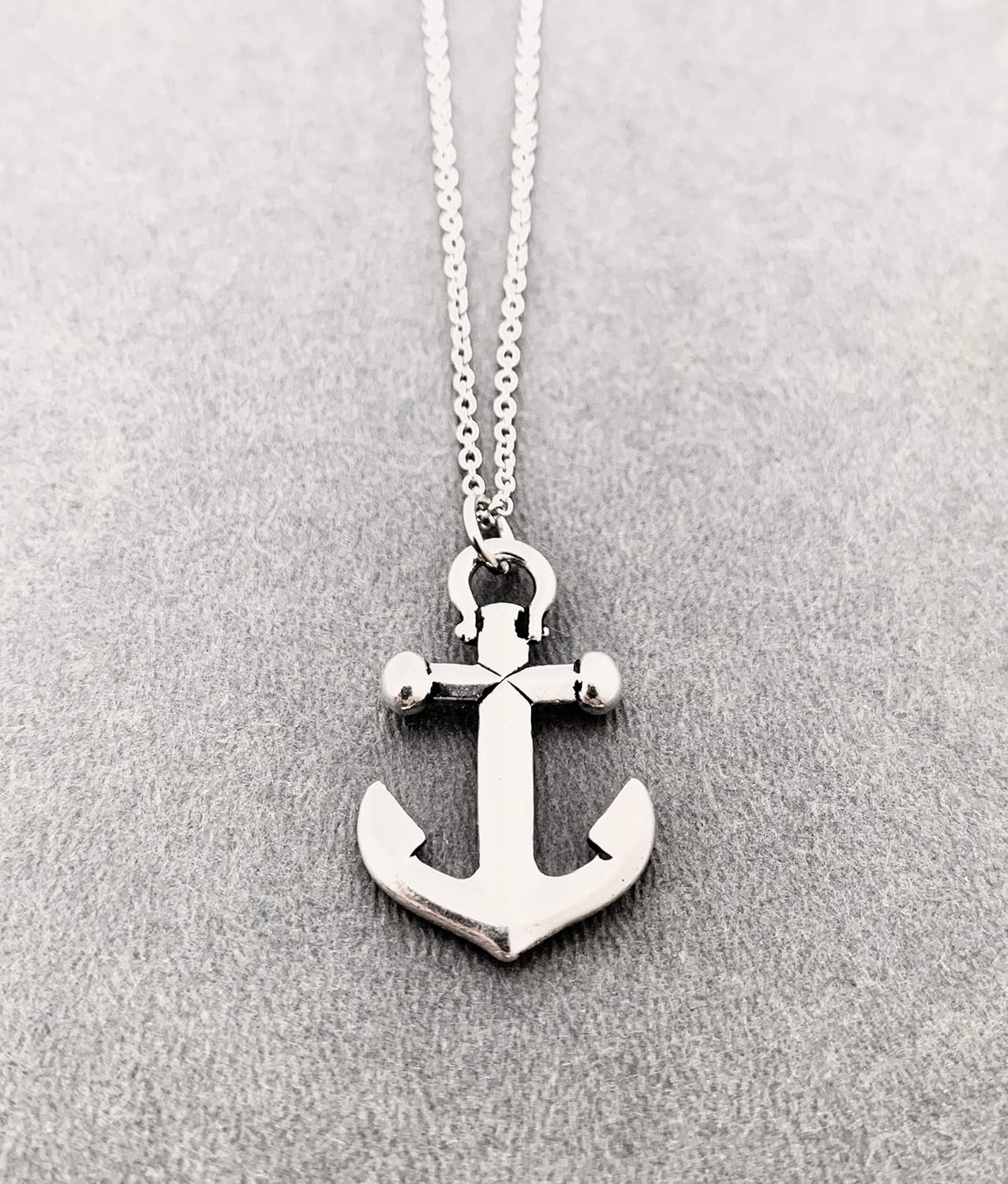 Anchor Necklace - Pewter Anchor on 18 inch Stainless Steel Cable Chain - Image 3