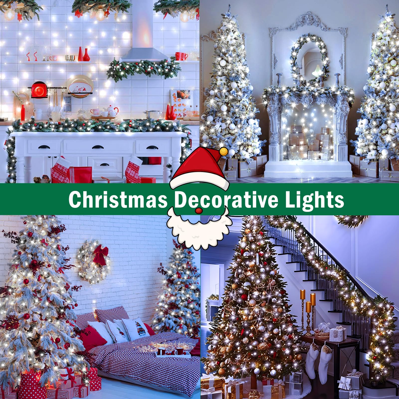 SAUSHENG 600 LED Christmas Tree Lights,30M Indoor Fairy Lights Plug in Cold White Outdoor String Light Waterproof with 8 Modes Timer for Outside Window Wedding Patio Bedroom Xmas Decorations - Image 4