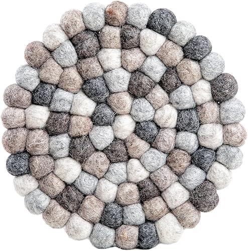 Miniatura 3 de Woolygon Salvamanteles para ollas, soporte para ollas, resistente al calor, diseño de fieltro redondo duradero, relleno a mano en Nepal