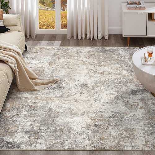 UERMEI Square Area Rugs : Washable 8x8 Neutral Modern Abstract
