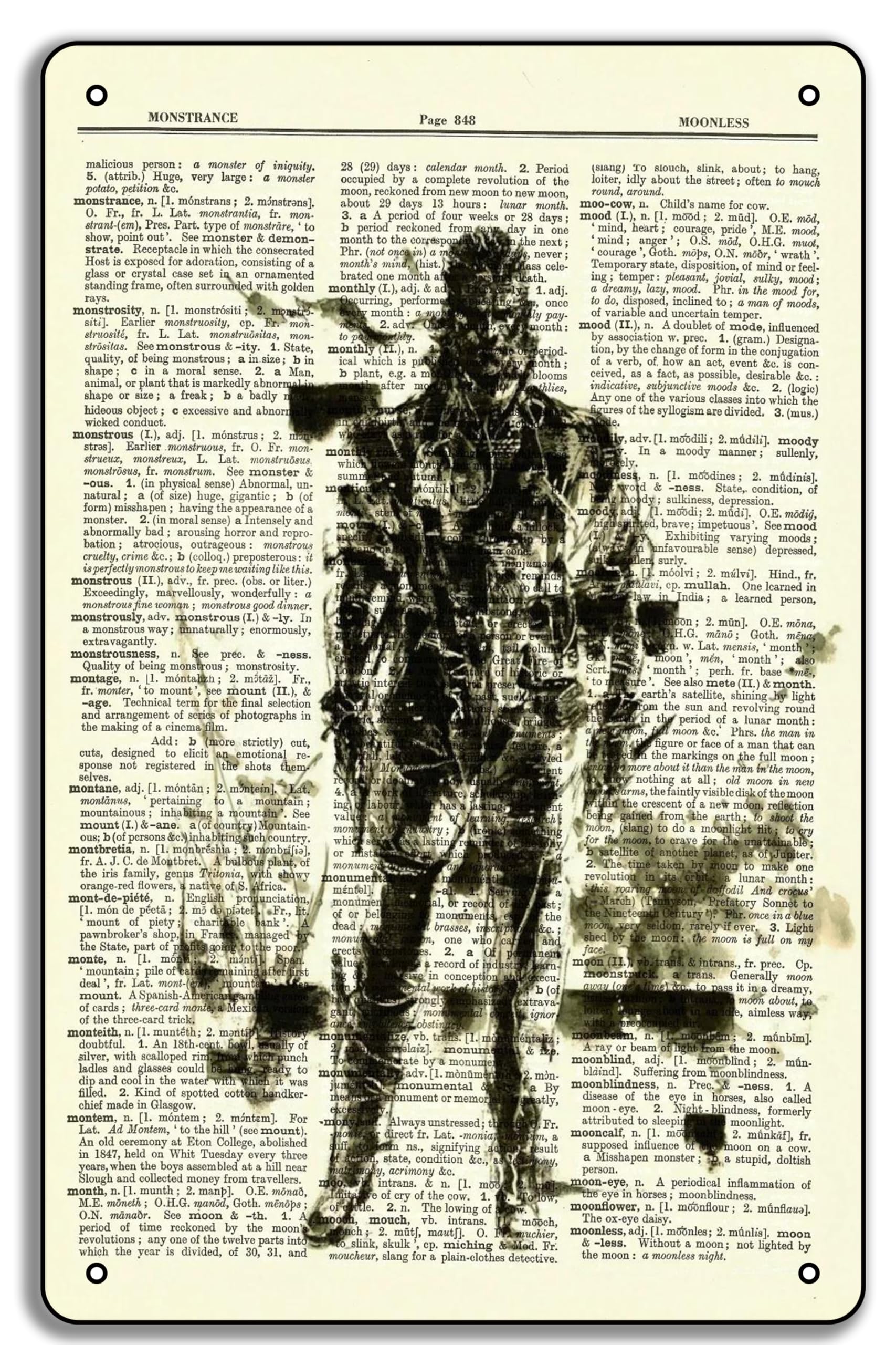 Snake Metal Gear Solid Dictionary Art Print Poster Picture Game Wall Art Gift, Metal Tin Sign 8x12 Inch