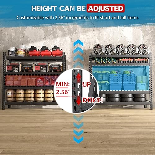 Miniatura 3 de BlueWish Estantería de garaje de 8000 libras, 78 pulgadas de ancho x 24 pulgadas de profundidad x 72 pulgadas de alto, estantes de almacenamiento