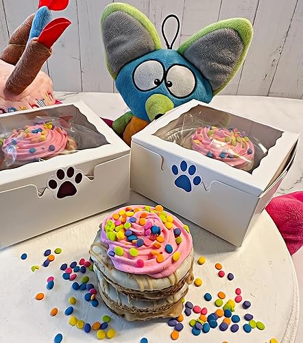 Miniatura 2 de Dog Birthday Cake- Pink Petit Four Cake- Bad to the Bone by Dezicakes- Perfect Dog Party Cake Boxed & Decorated- Natural Ingredients -Peanut Butter