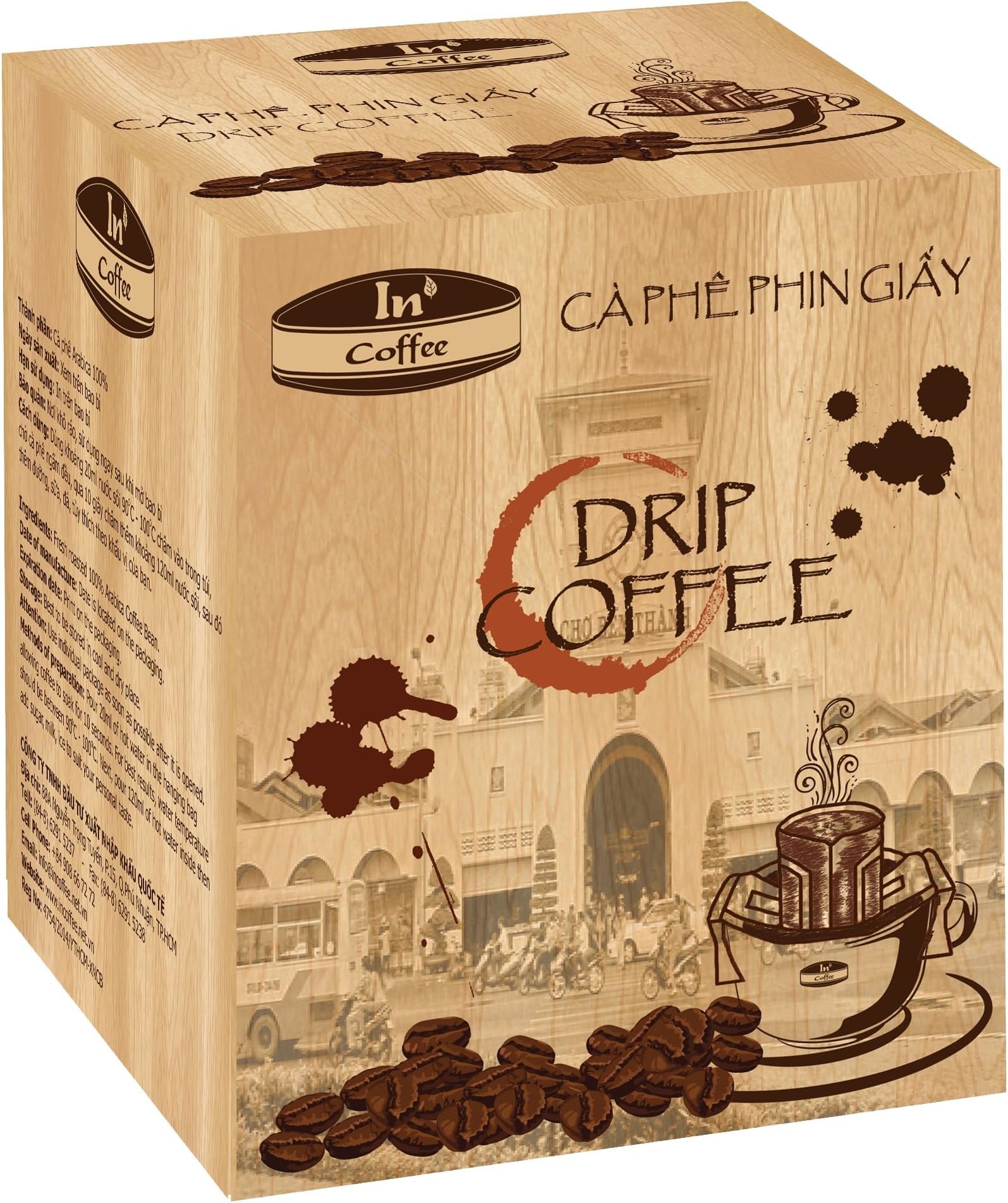 in Coffee - Drip Coffee - (Ca Phe Phin Giay) Medium Roast Premium Brand in Vietnam. 100% Pure Premium Arabica Ground Coffee Beans. 1 Box = 10 Packs. No Filter Needed, Just Add Water!!