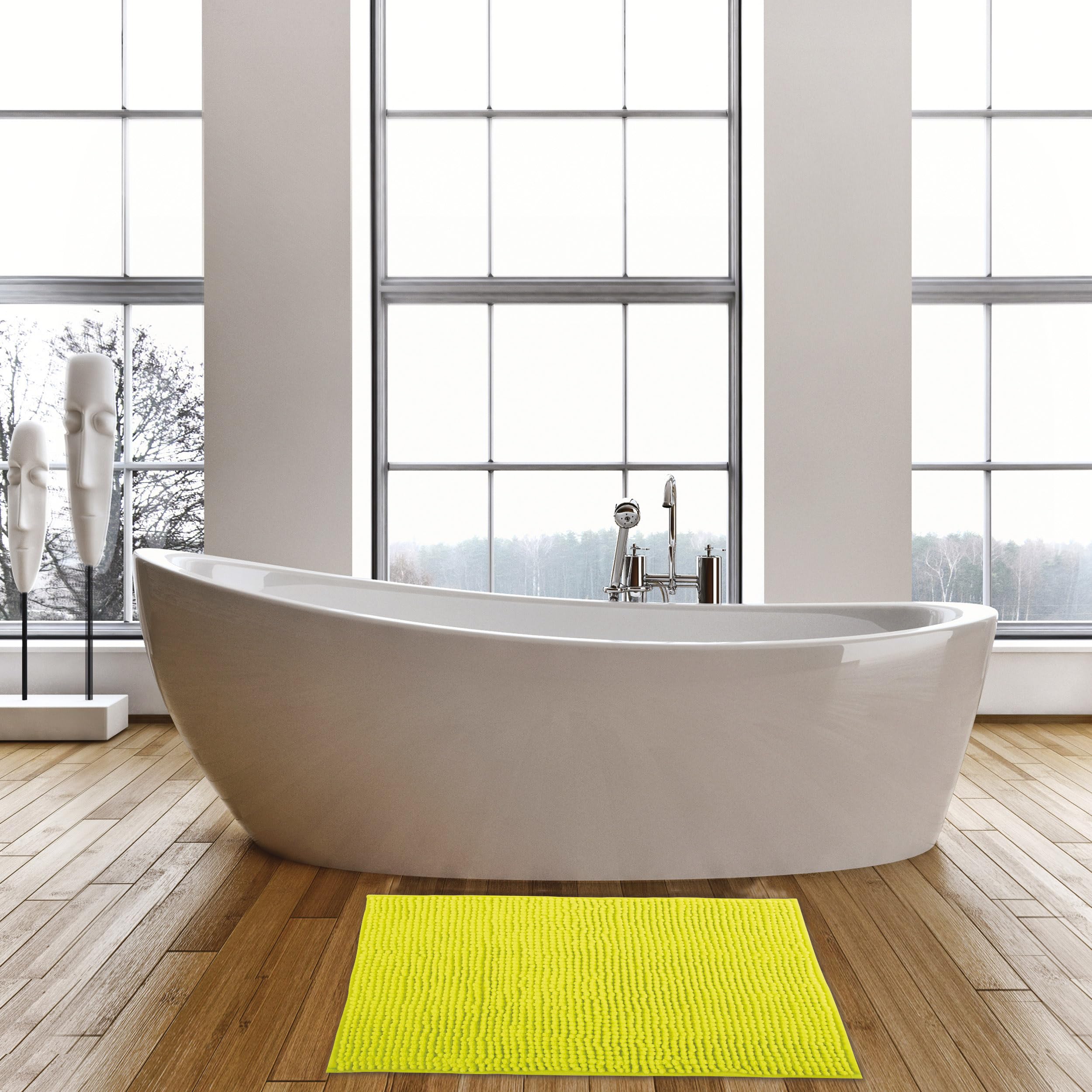 Tapis de Bain Microfibre Chenille Anti-dérapant 40x60 cm Vert Clair