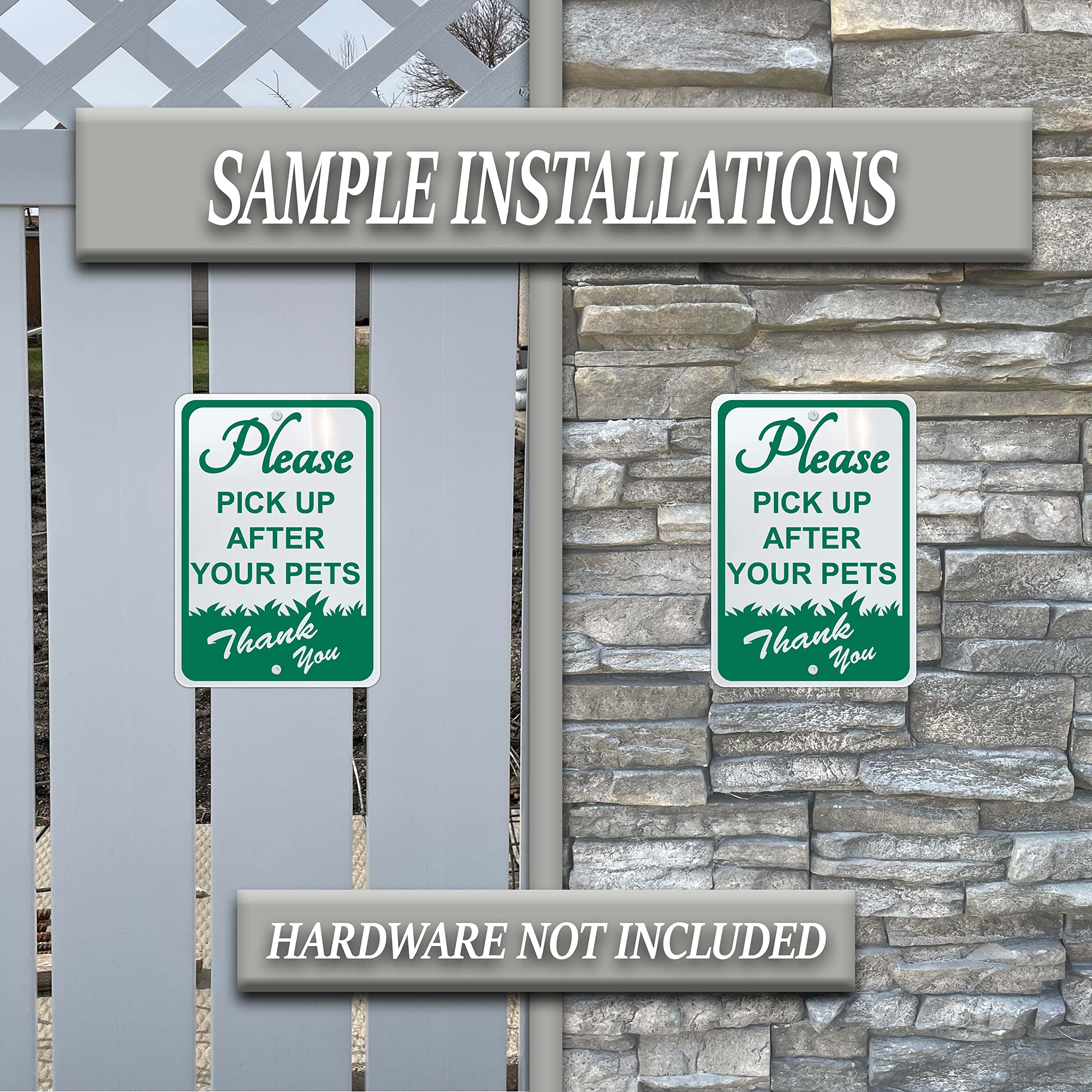Schild „Please Clean Up After Your Dog“ – 35,6x25,4 Cm Alu – Mit Pfahl Für Garten & Gehweg
