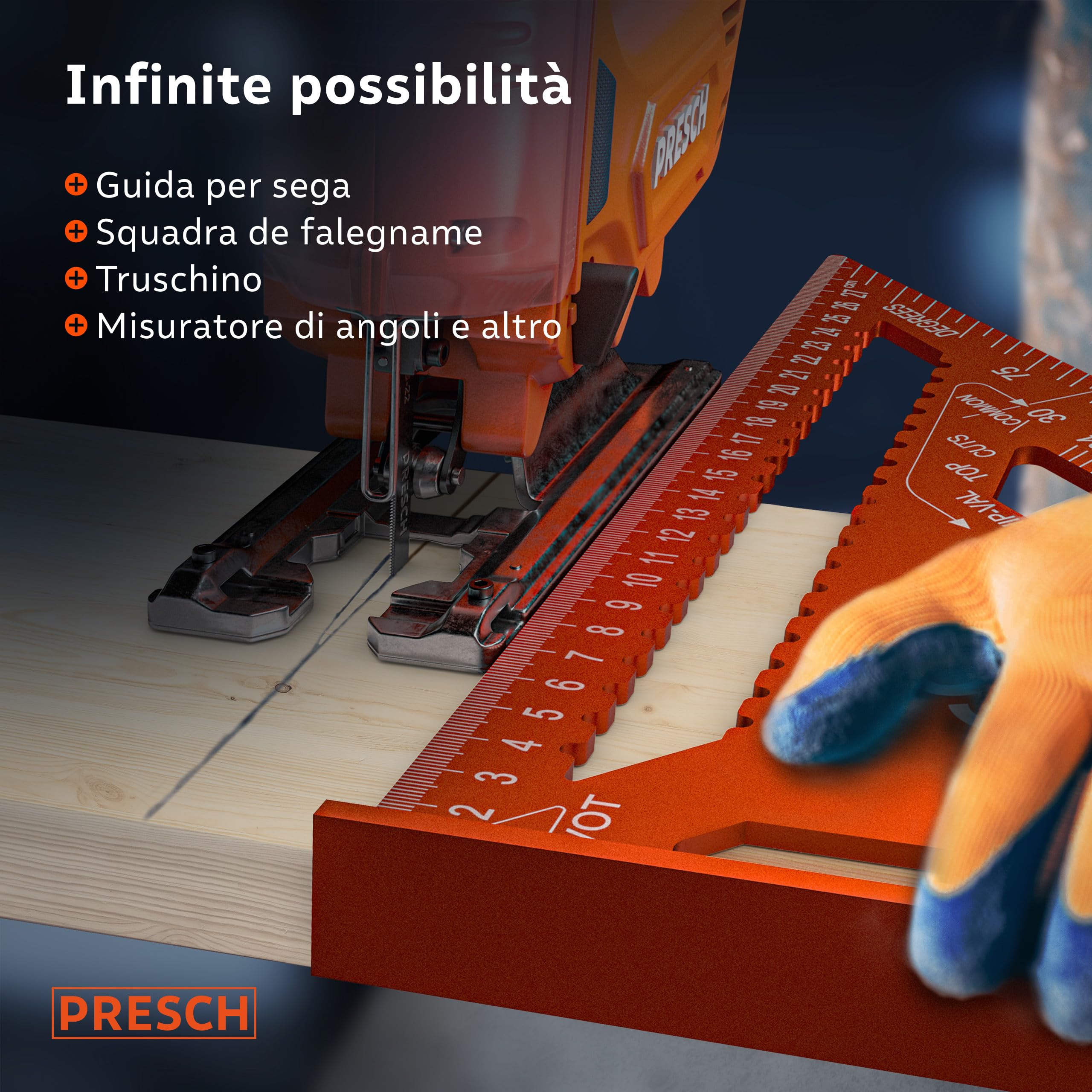 Presch Squadra da falegname Set 180mm 300mm Alluminio fresato ad alta precisione