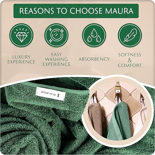 Miniatura 4 de Maura Basics - Juego de toallas de baño de alto rendimiento con lazo para colgar, tamaño estándar americano, suaves, duraderas, de larga duración y