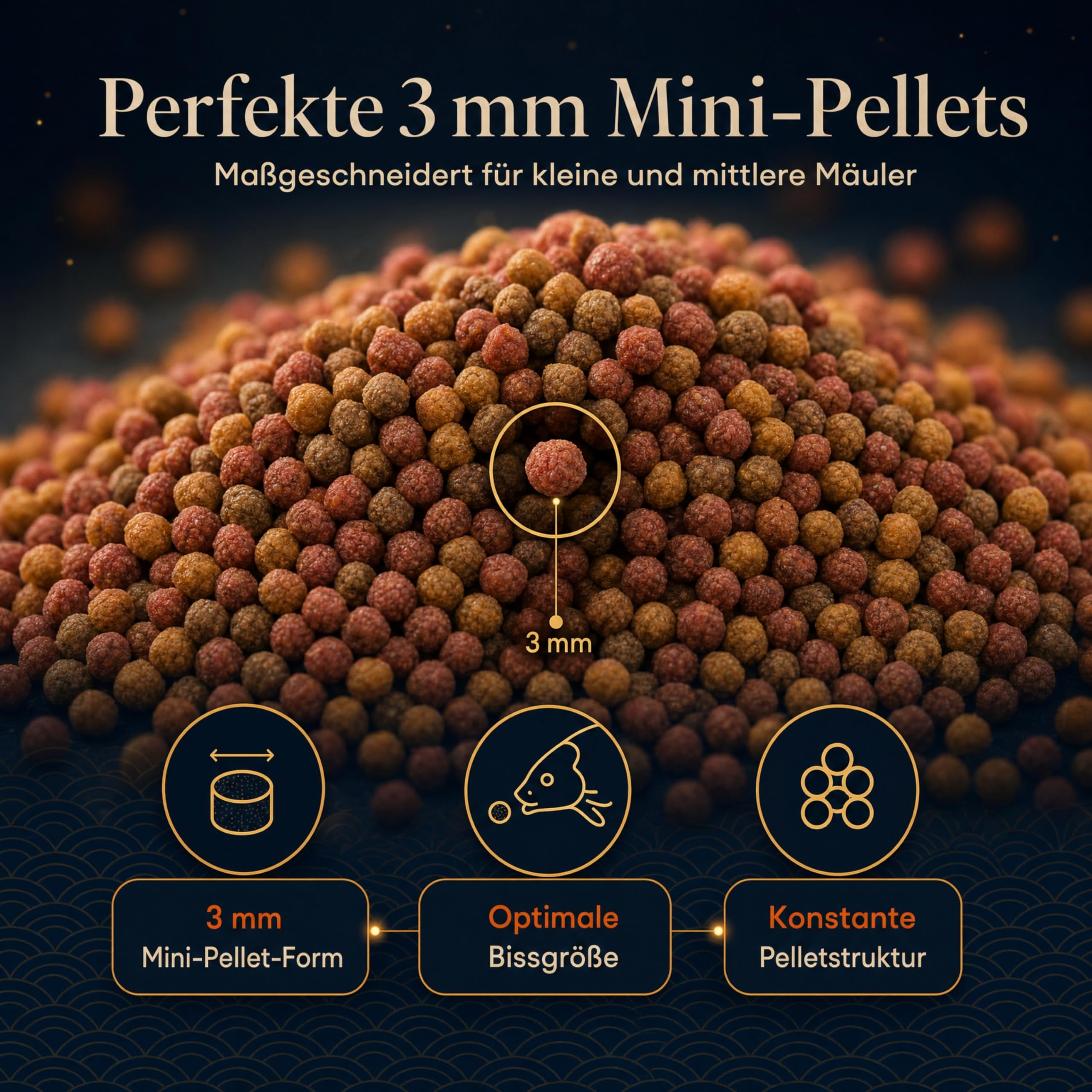 PRO KOI Hauptfutter Mini-Pellets 15 L (ca. 5 kg) – täglich | schwimmende Pellets 3 mm | für Koi | Basis & Farbe | Weizenkeim, Spirulina, Astaxanthin | Made in Germany
