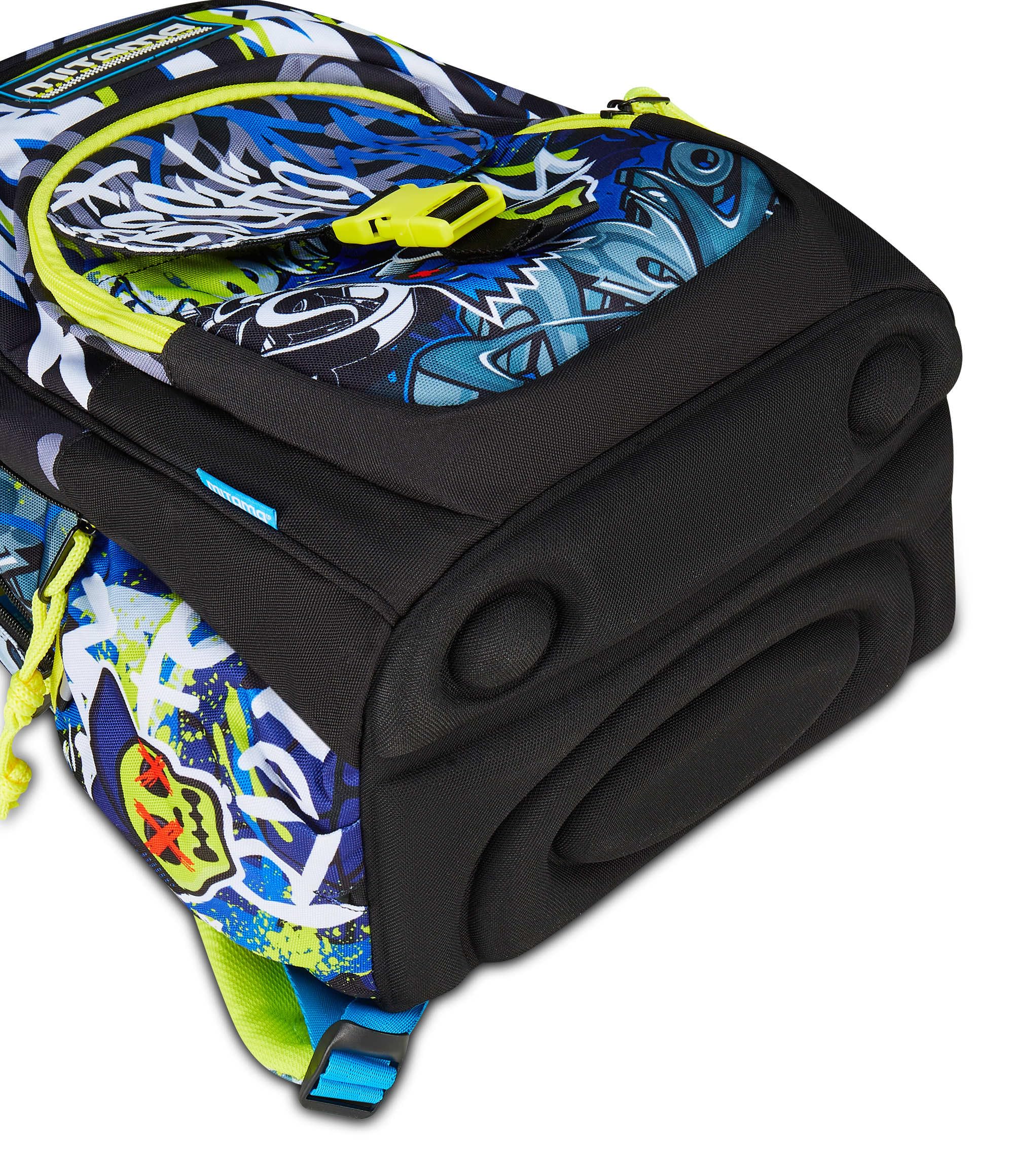 Mitama Zaino Scuola SCHOOL SKATE, New Plus, Triplo Scomparto, Tasche Porta Borraccia, Spallacci Ergonomici, Scuola Elementare Bambino, Media