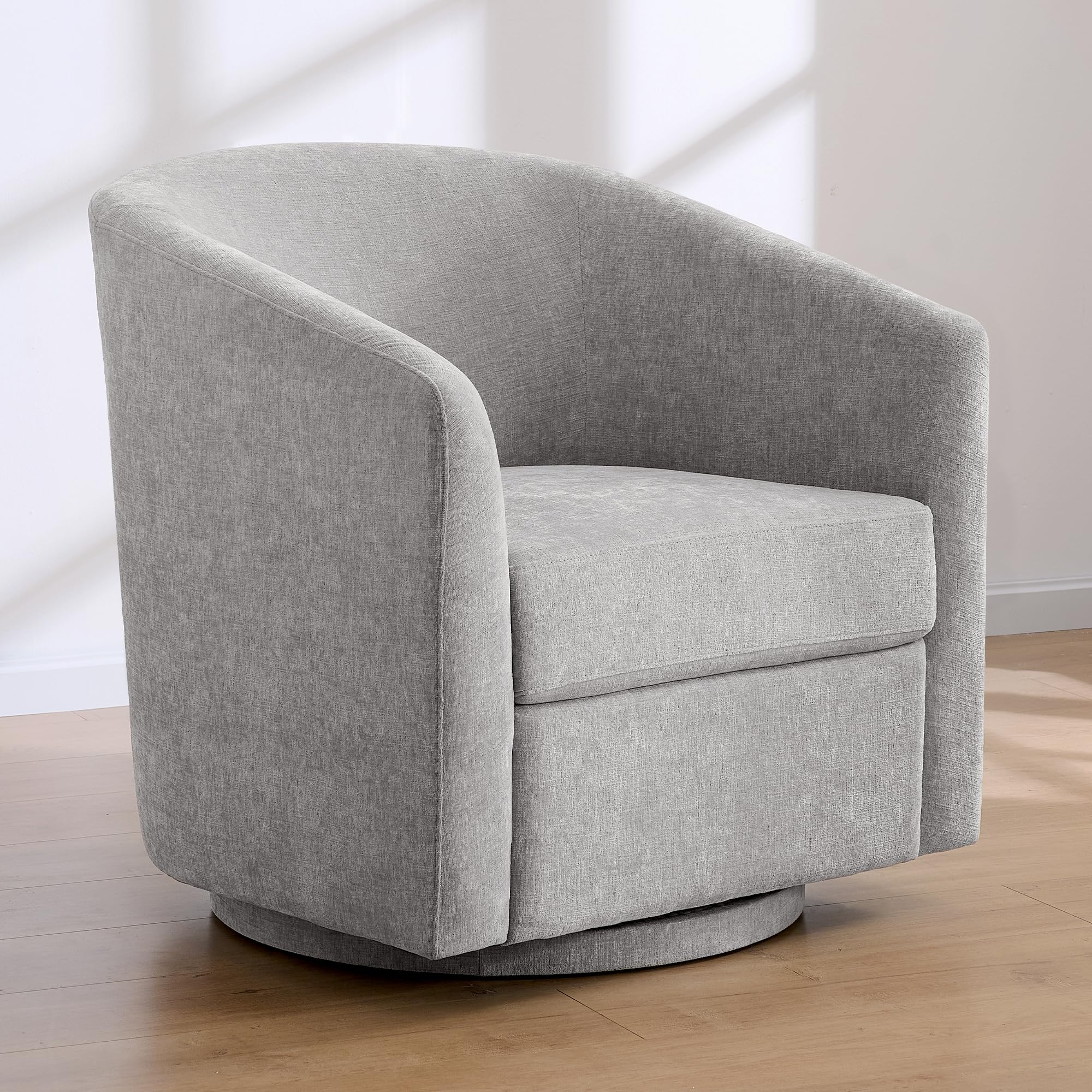 Zihanhome Chenille Swivel Chair Light Grey